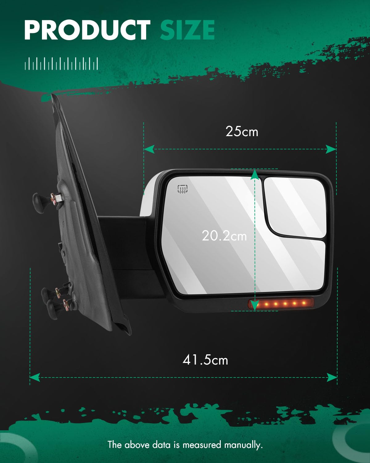 SCITOO Towing Mirror Compatible With 2004-2014 For Ford For F150 A PC(Right Side Towing Mirror) With Power Adjusted Heated Turn