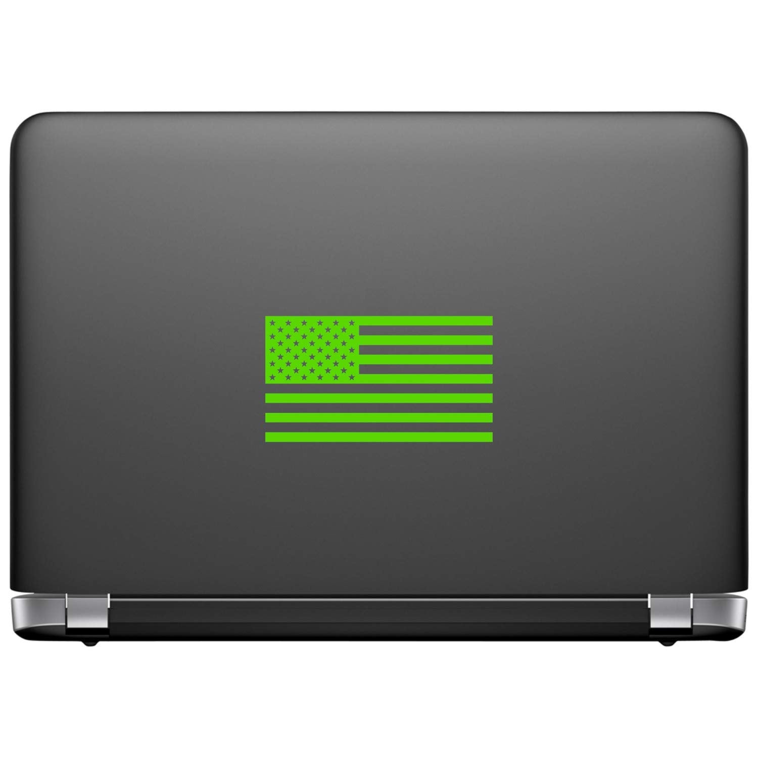 American Us Flag [Pick Color/Size] Vinyl Decal Sticker For Laptop/Car/Truck/Window/Bumper (7.5In X 4.2In [3-Pack], Matte Lime Gr