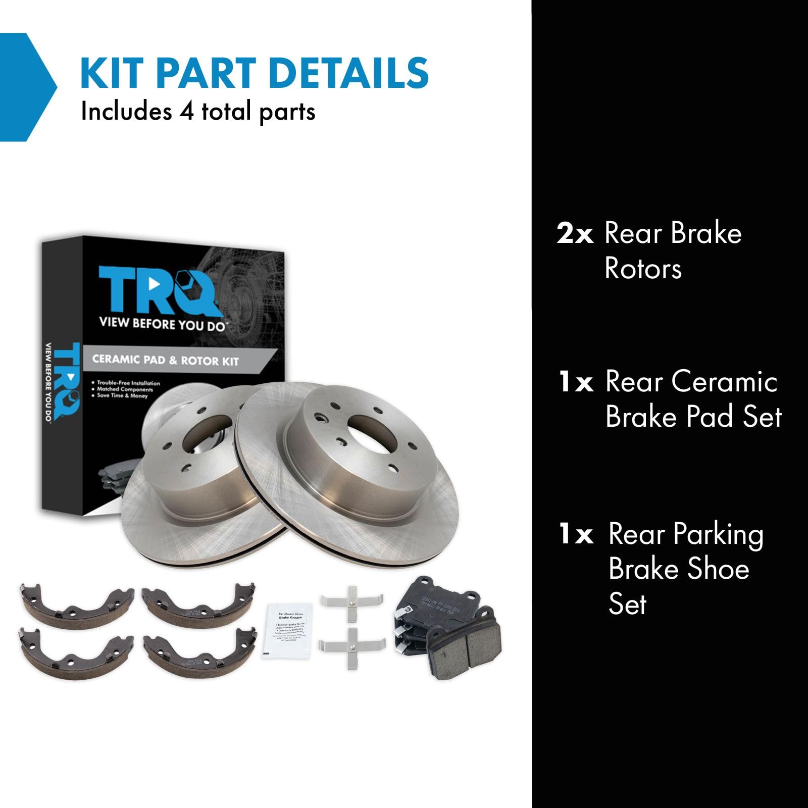 Trq Rear Ceramic Brake Pad & Rotor Kit Compatible With 2006-2009 Nissan 350Z