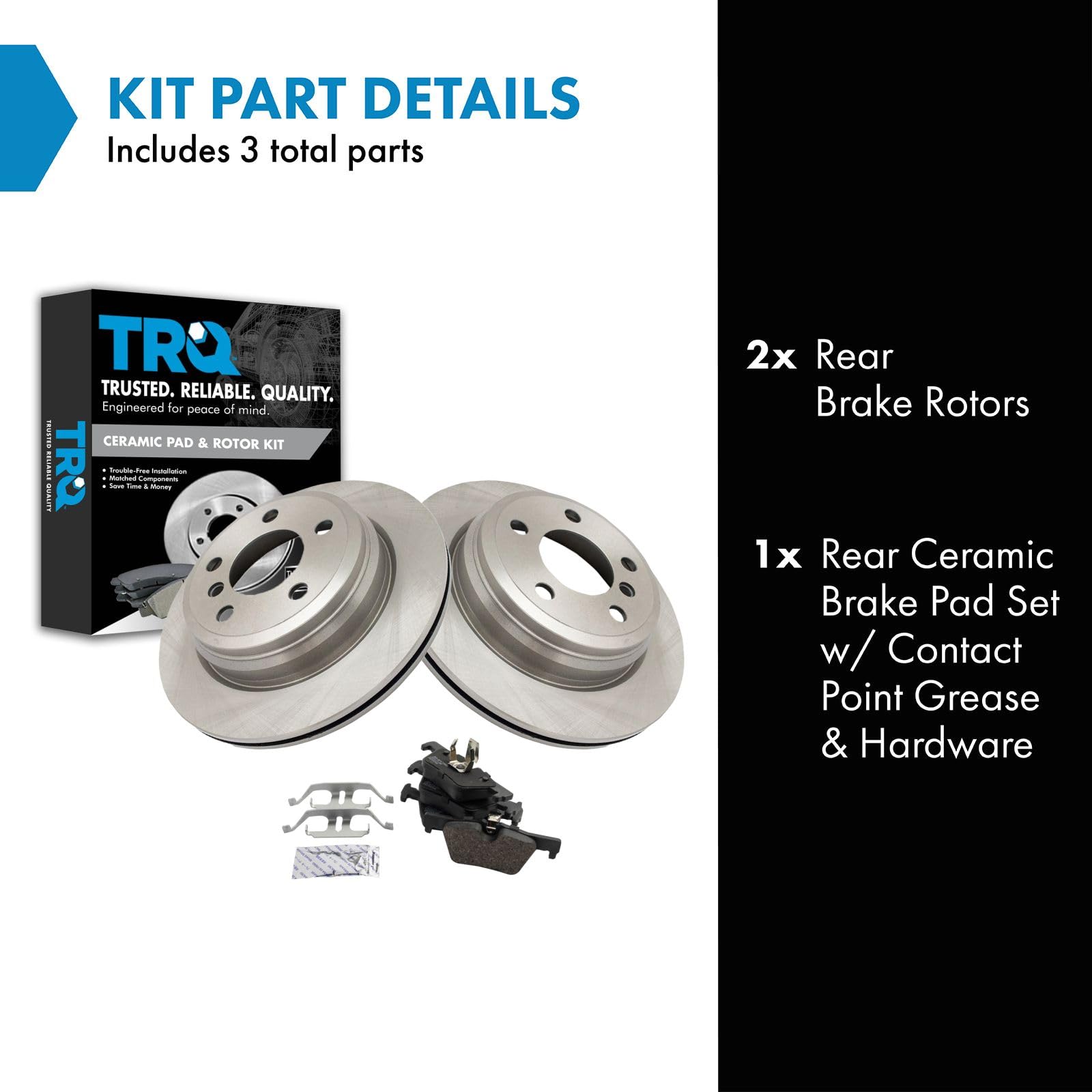 TRQ Rear Ceramic Brake Pad & Rotor Kit Compatible with BMW 328 428 430 Gran Coupe xDrive