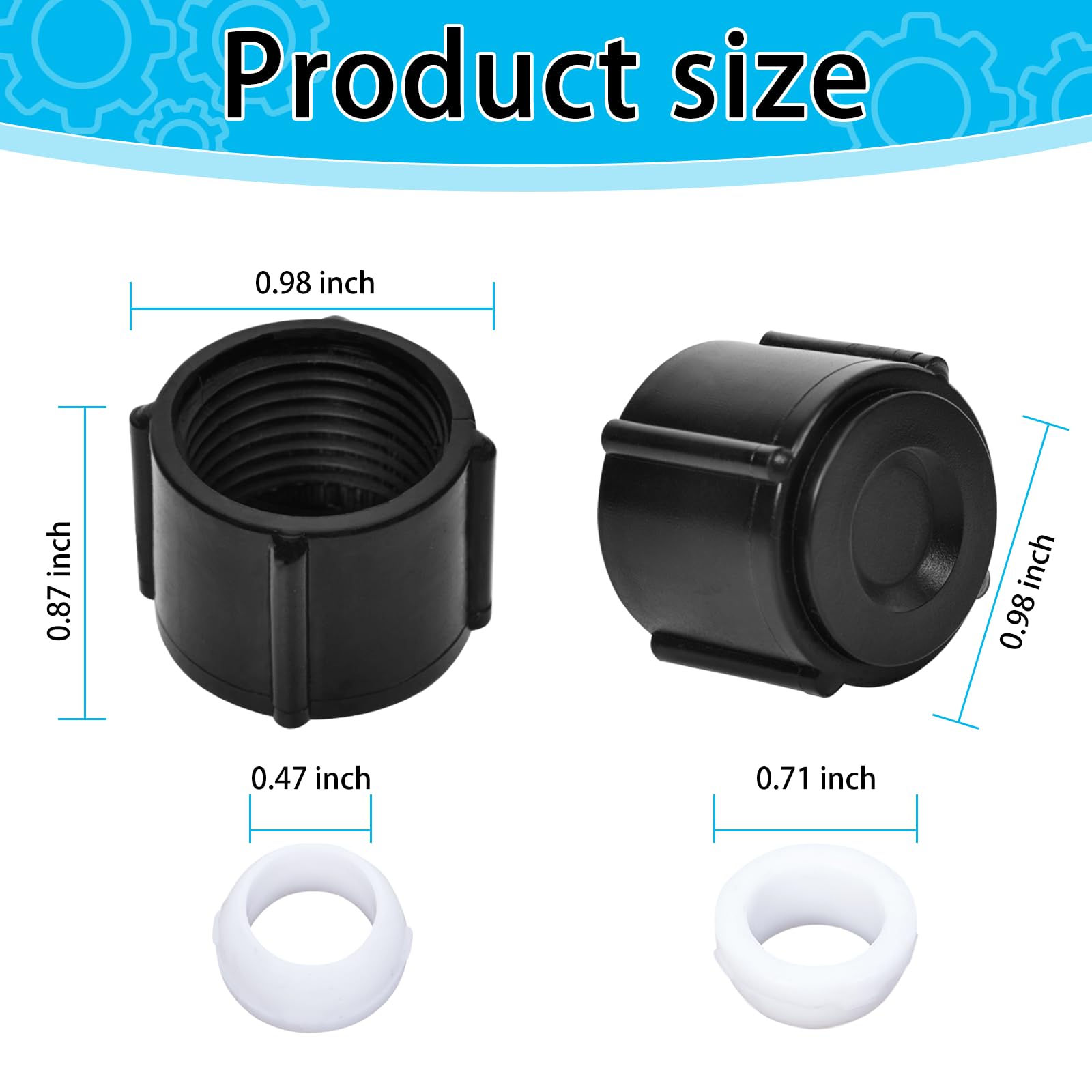 BROQIXIN Low Point Drain Seals and Caps for RV - 2 Pcs, 1/2 Inch Hot & Cold Water Lines, Black