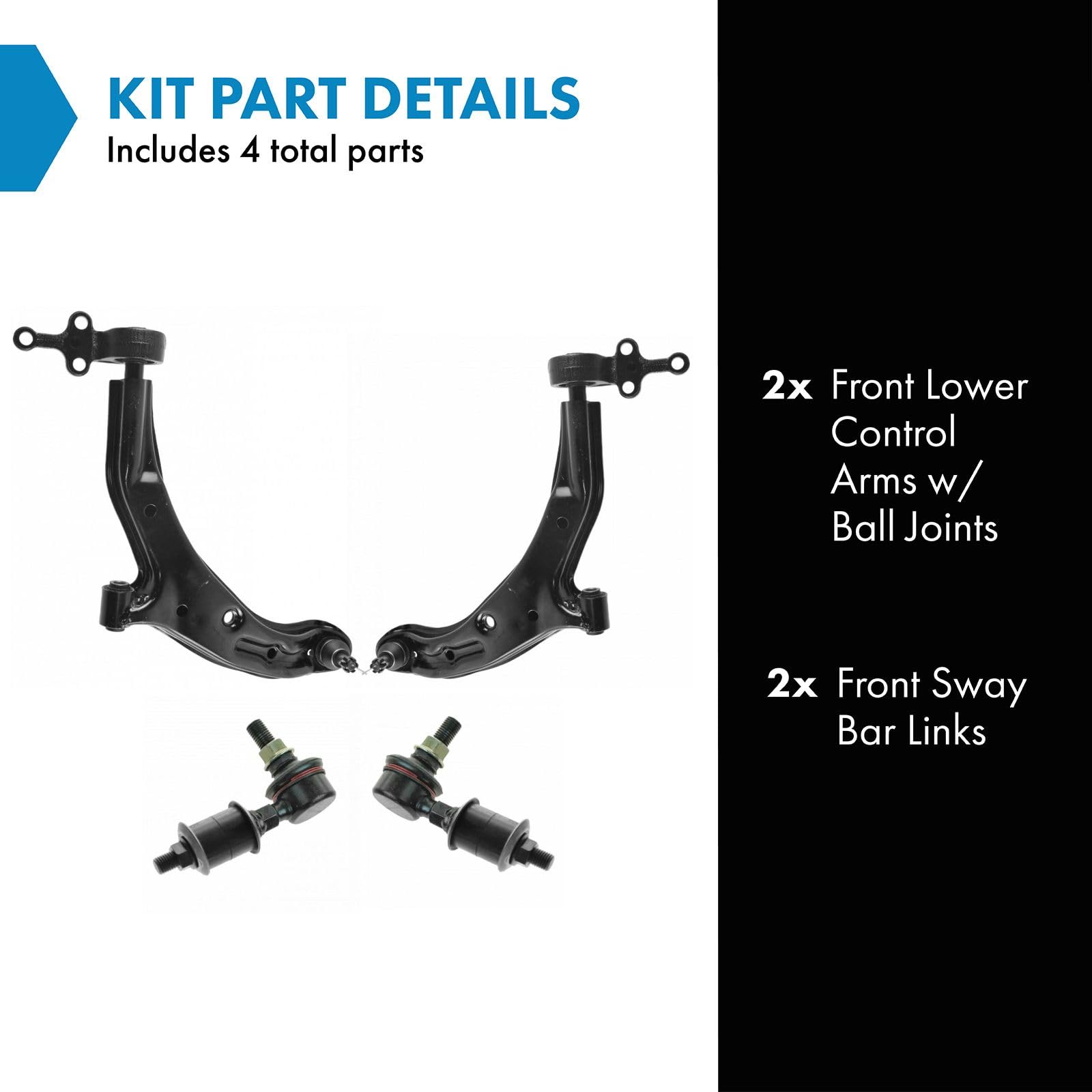 Trq Front Suspension Kit Control Arm With Ball Joint Sway Bar Stabilizer Link Compatible With 2001-2006 Nissan Sentra