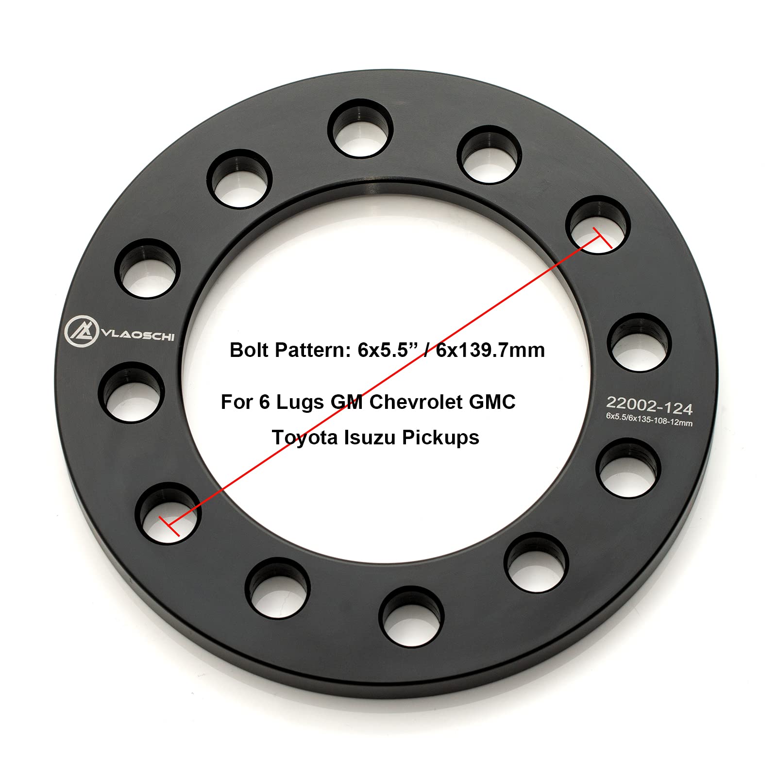 VLAOSCHI Forged 6x5.5 6x135 6x139.7 Universal Wheel Spacers 1/4 Inch (6mm) Compatible with Chevy Ford-Toyota 6 Lug for Silverado
