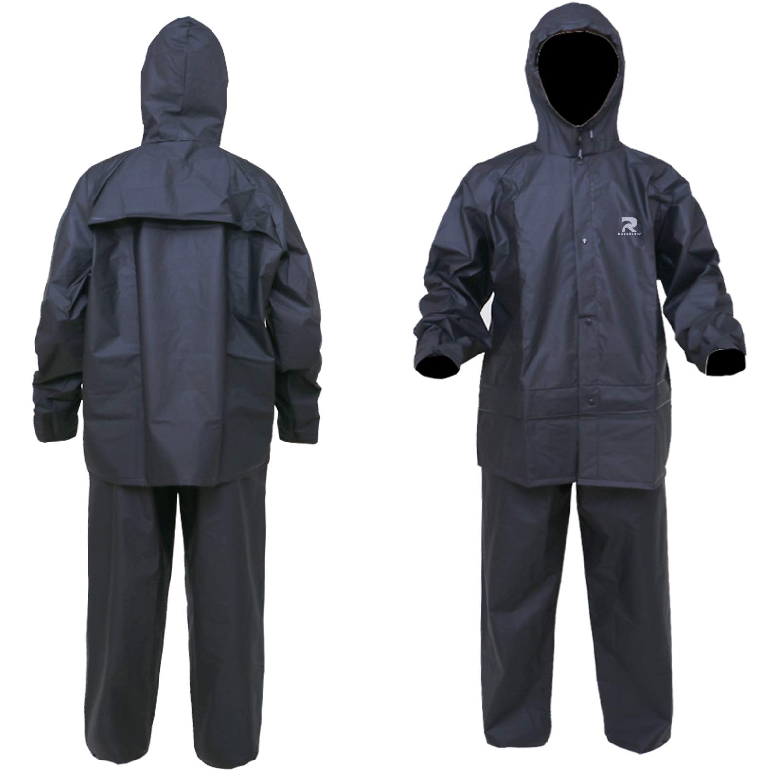 Ultra-Lite Rain Suit For Men Women Waterproof Protective Rain Coat With Pants 2 Pieces Rain Gear(Black,Xxl)