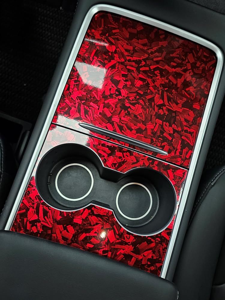 LZLRUN Vinyl Wrap Roll - Forged Gloss Carbon Fiber Red - 1ft x 3.5ft Self Adhesive Sticker for Car & Motorcycle