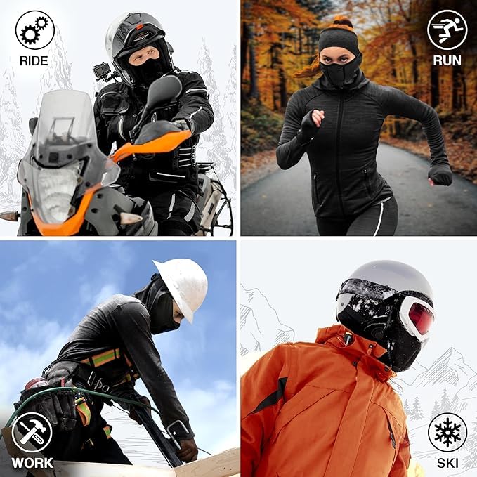 Geartop Balaclava Ski Mask Winter Face Mask For Men Motorcycle Balaclava Ski Mask For Men, Ski Mask Black Snowboard Balaclava Wo