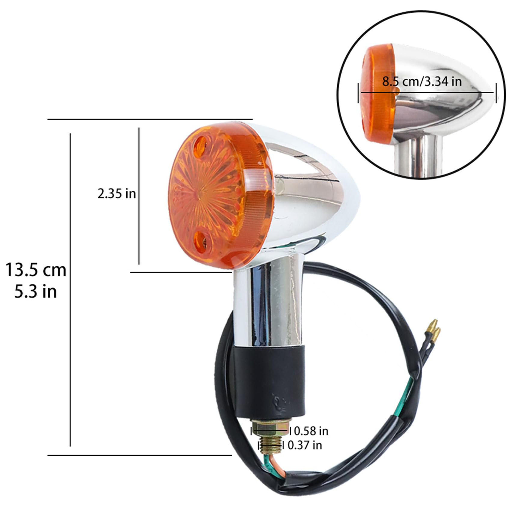 RainMan S 2 Pack Motorcycle Front Rear turn Signal Blinker Indicator Light Replacement for Honda Yamaha Kawasaki Suzuki Amber Ch