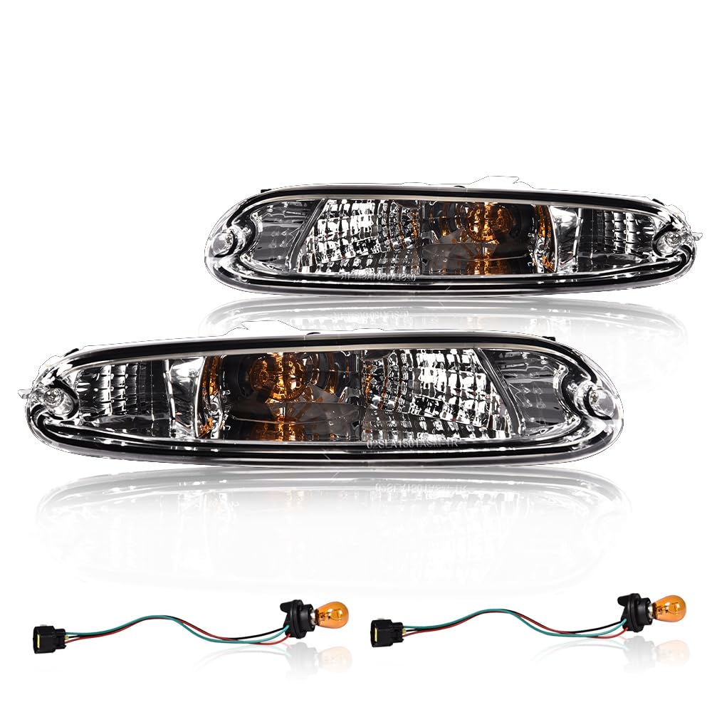 GRAND ORANGE Front Bumper Turn Signal Lights Pair w/Bulbs Compatible with Mazda MX-5 Miata 1990-1997 8BN151060, 8BN151070 Haloge
