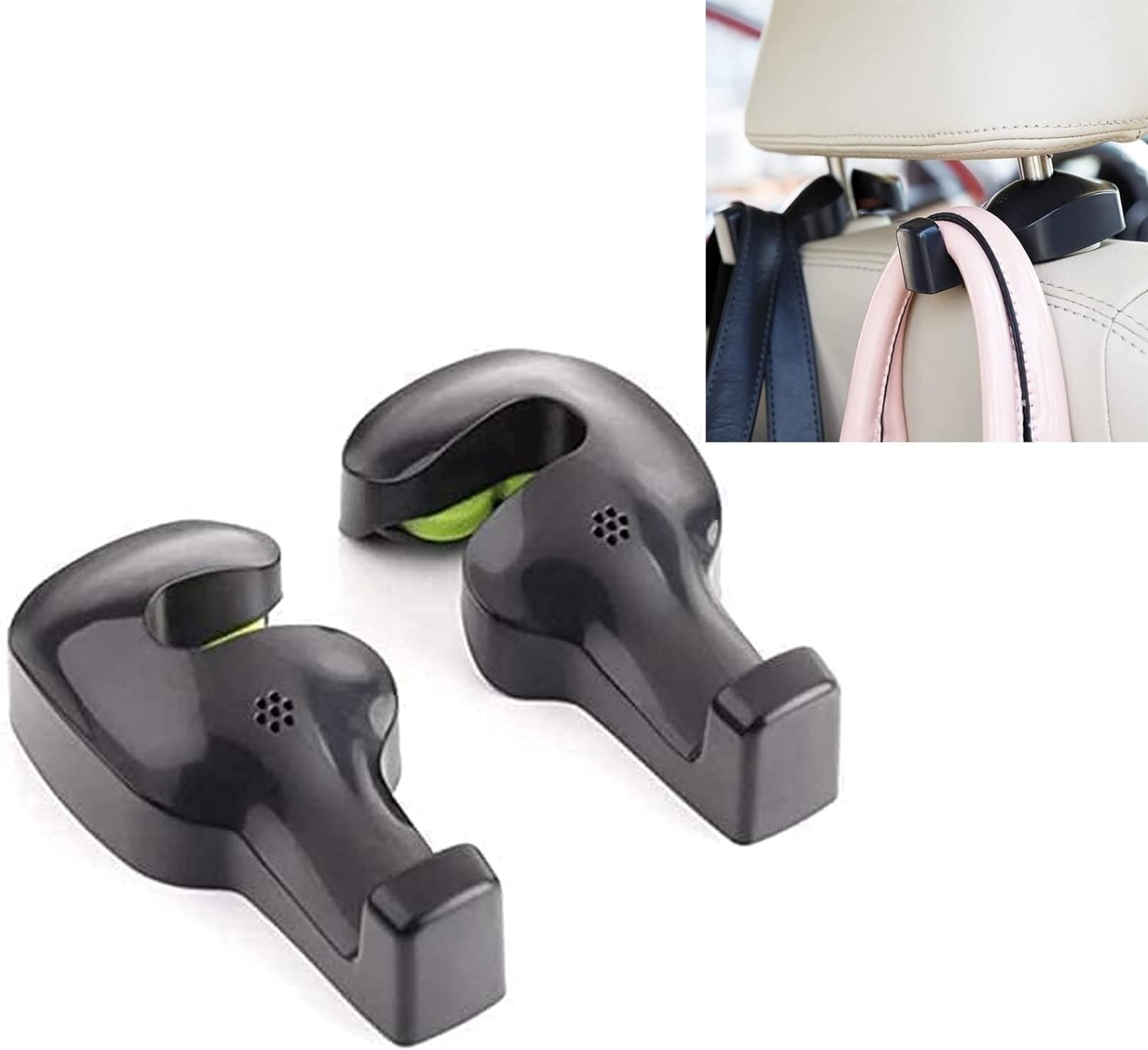 Ipely Universal Car Vehicle Back Seat Headrest Hanger Holder Hook For Bag Purse Cloth Grocery (Black,4 Pack)