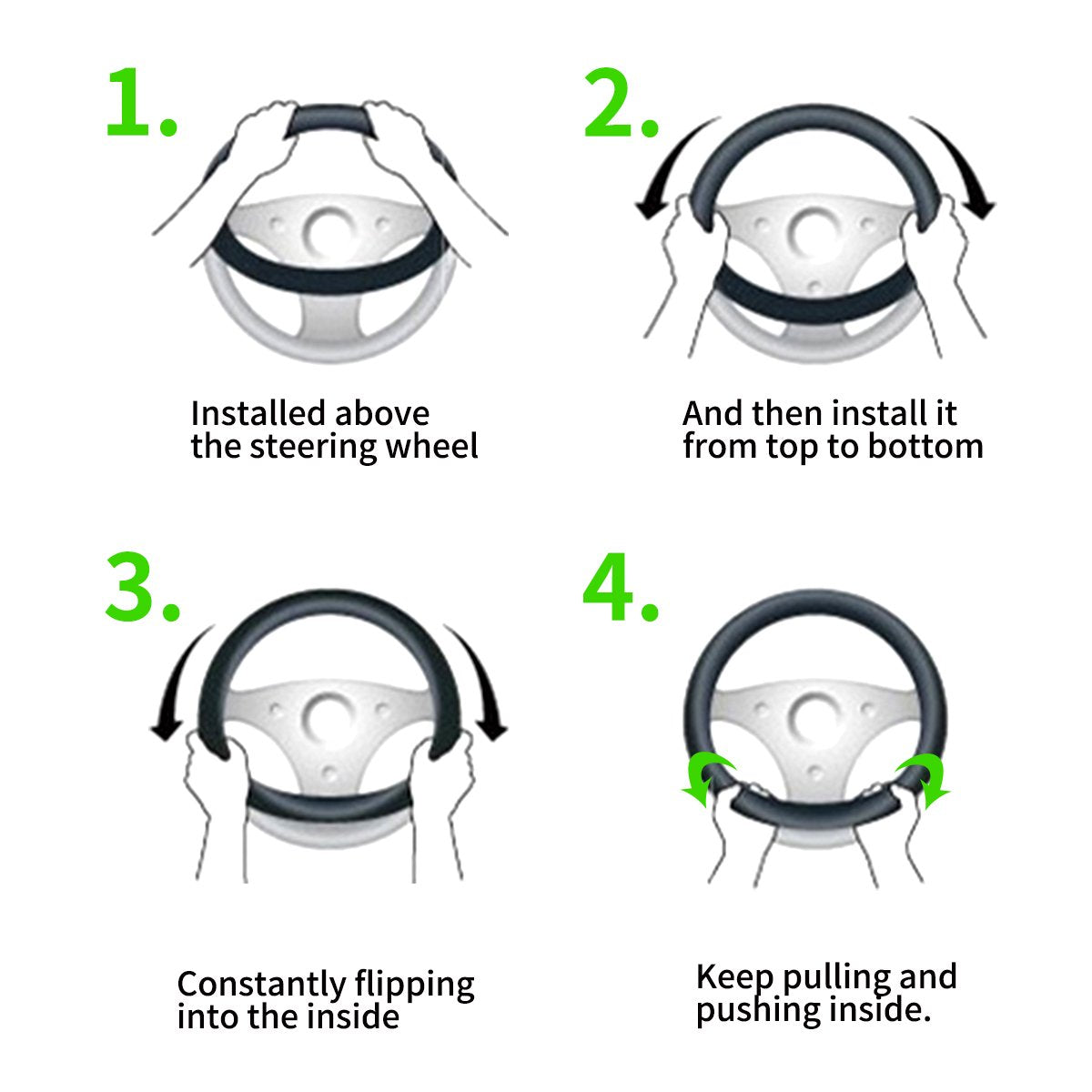 QianBao Genuine Soft Black Leather Steering Wheel Cover, 14 Universal Fit, Small 13.5-14.2, Odorless, Anti-Slip, Red Line