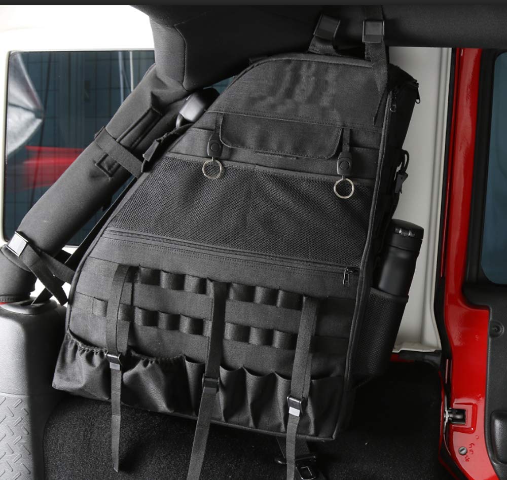 Hooke Road Roll Bar Storage Bags Organizer for 1997-2024 Jeep Wrangler TJ/JL - Black, Oxford Material, One Size, Model QP.MMR-04052NW
