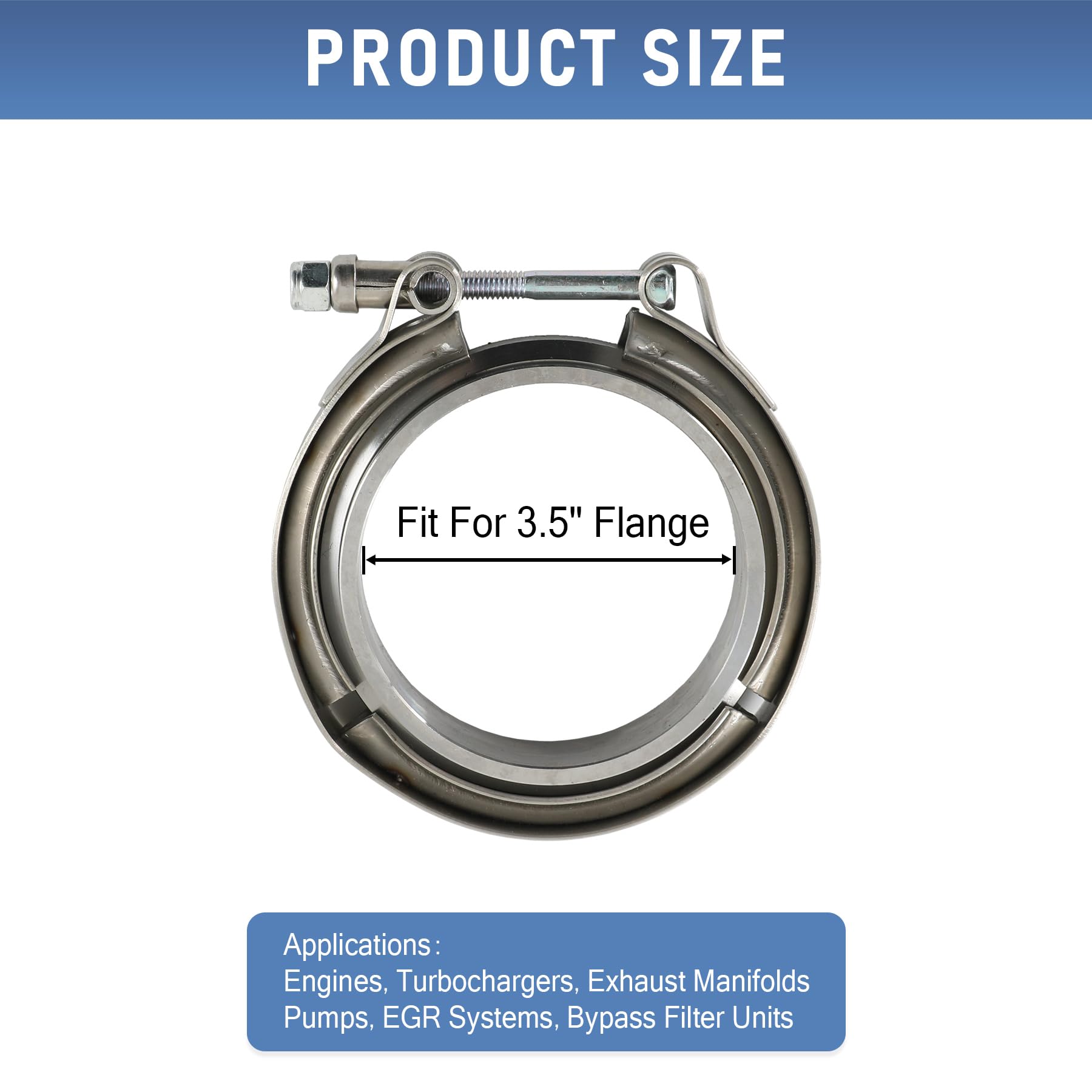 3.5'' V Band Clamp with Flange 2PCS Stainless Steel Male Female Replacement For Turbo Exhaust Downpipes 3.5 Inch V-Band Clamp