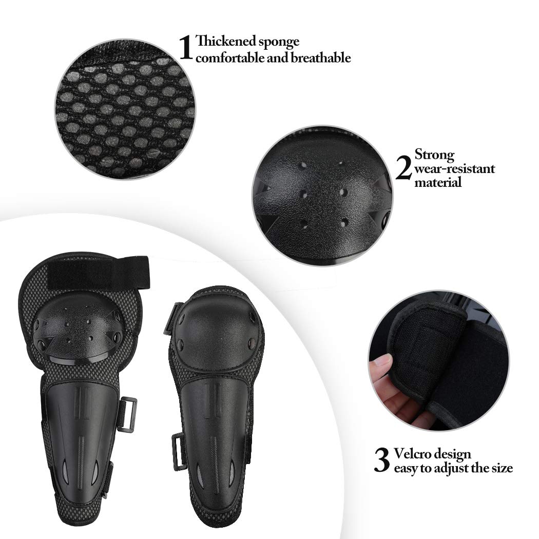 JUSTDOLIFE Youth Dirt Bike Gear - 5 PCS Motorcycle Armor Set, Black, Includes Jacket, Knee Pads, Elbow Pads, Chest Protector, Model JO611G06465AF3409W