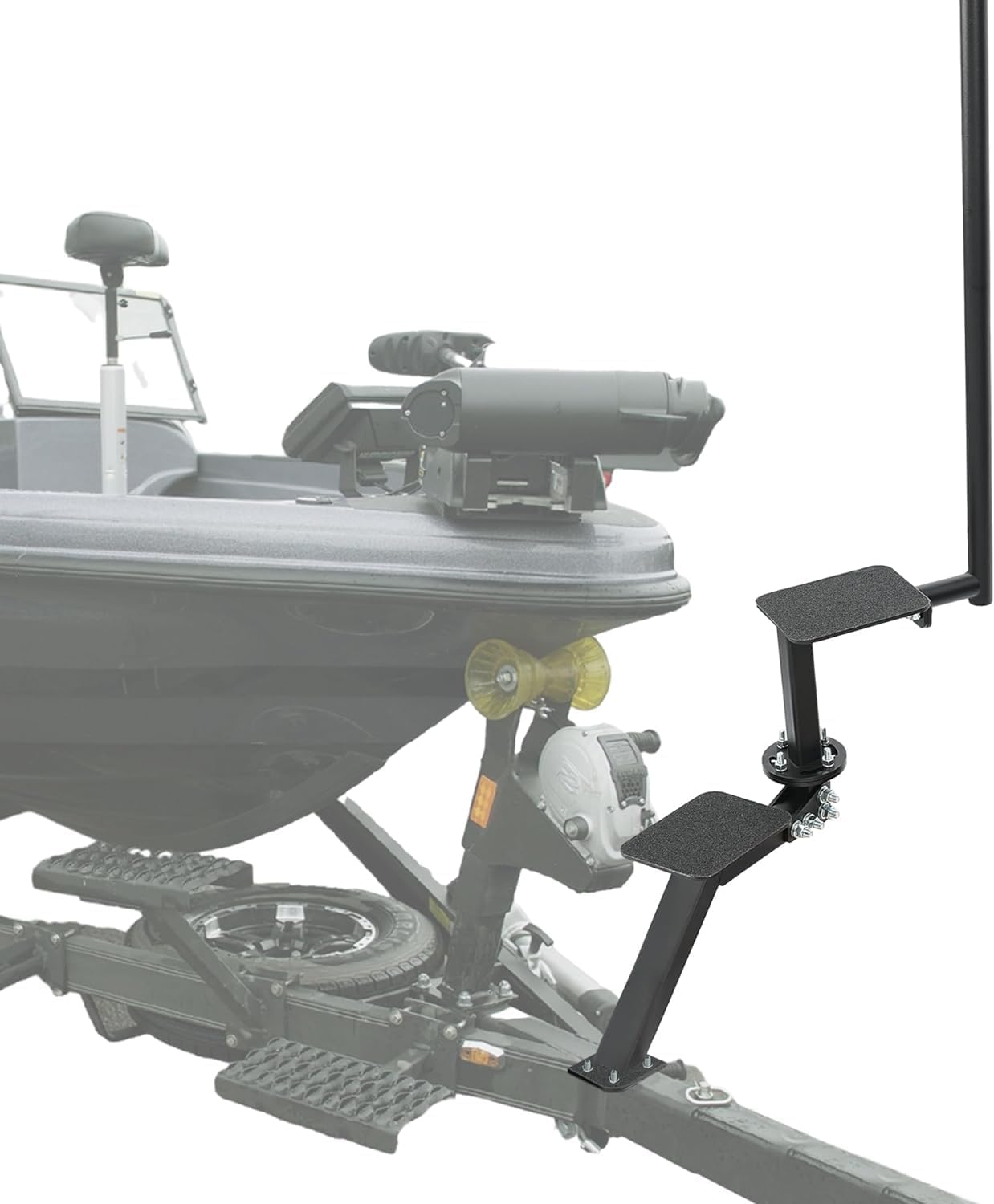 KUAFU Universal Adjustable Rotatable 360 Trailer Step Compatible with Boat Trailer Adjustable Steel Powder Coated 2 Steps