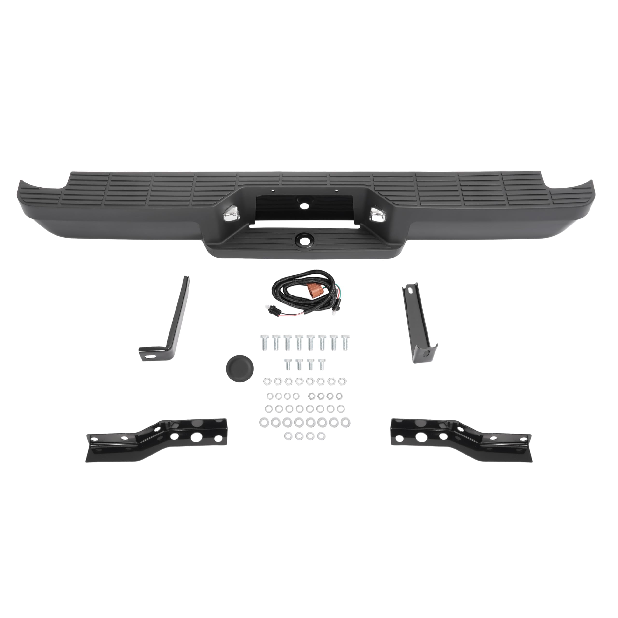 HECASA Rear Step Bumper for 1993-2011 Ford Ranger, Alloy Steel, Black, Model MO-3582, with LED Lights & Brackets