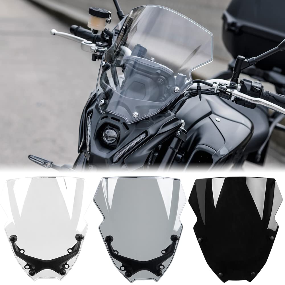 Lorababer 12' Motorcycle Windshield For Mt09 Mt09Sp Mt-09 Sp Fz09 2021 2022 2023 Windscreen Front Wind Deflector With Mounting Bracket, Light Smoke