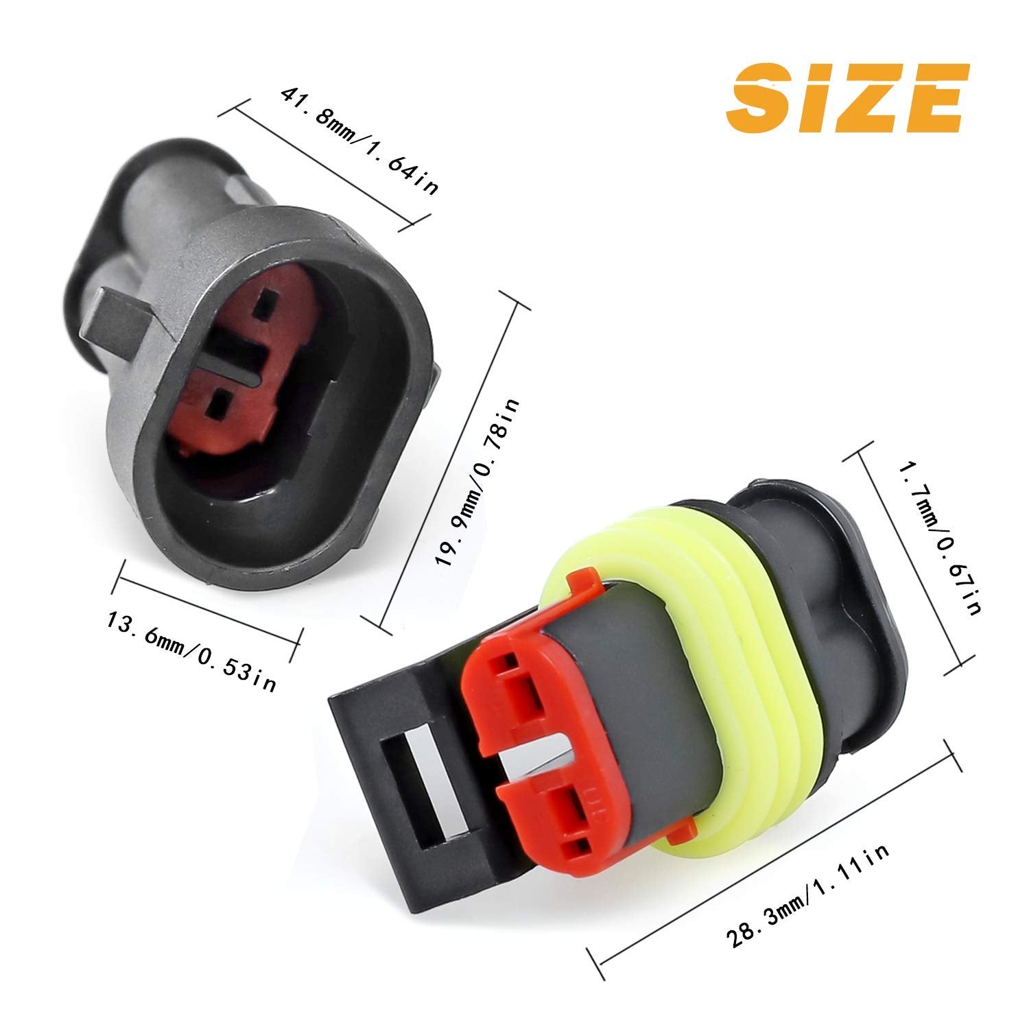 ZUOZE 10 Kit 2 Pin Connector, 20-16 AWG Waterproof Electrical Automotive Wire Connector, 1.5mm Series Terminals Male Female Car
