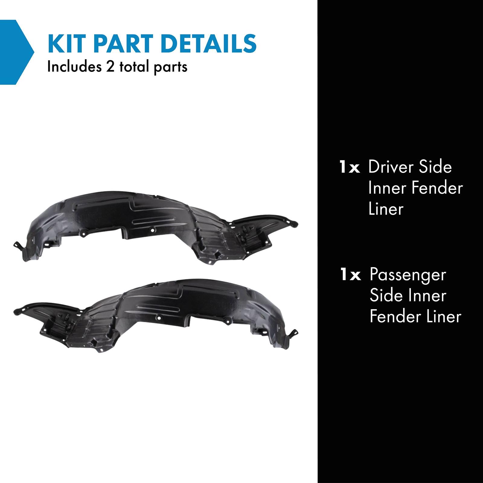 Trq Inner Fender Liner Set Compatible With 2006 Nissan Altima Ni1248115 Ni1249115