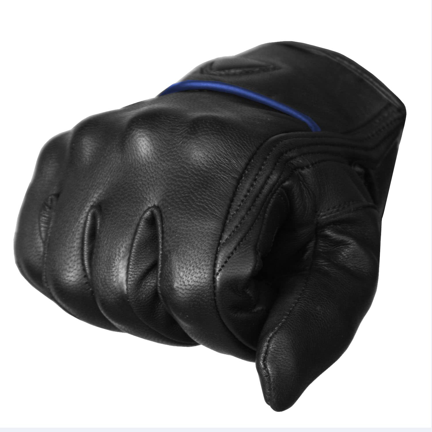 Jackets 4 Bikes Men'S Premium Leather Street Motorcycle Protective Cruiser Biker Gel Gloves Blackblue Xxl