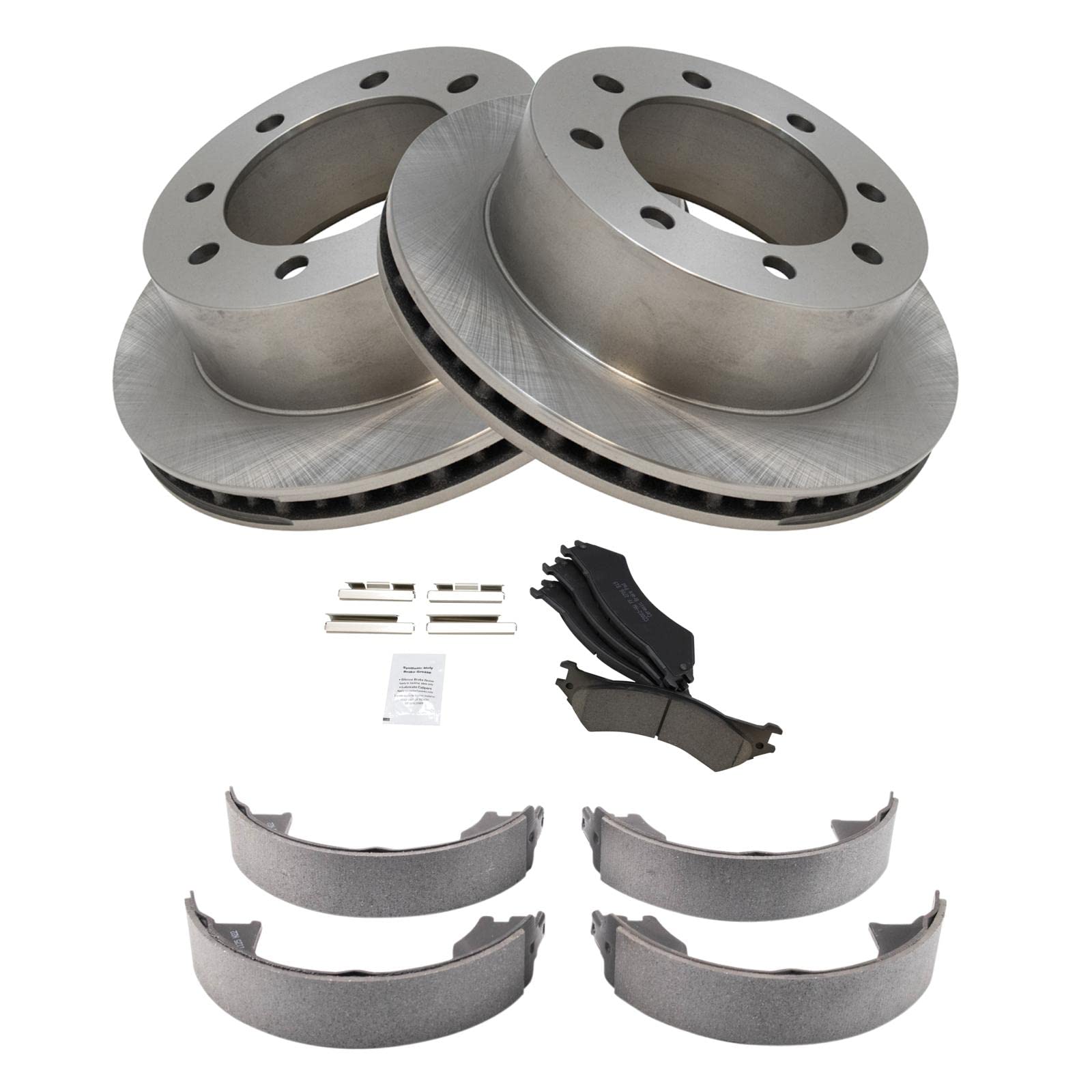 Trq Rear Ceramic Brake Pad & Rotor Kit Compatible With 2005-2007 Ford E-250