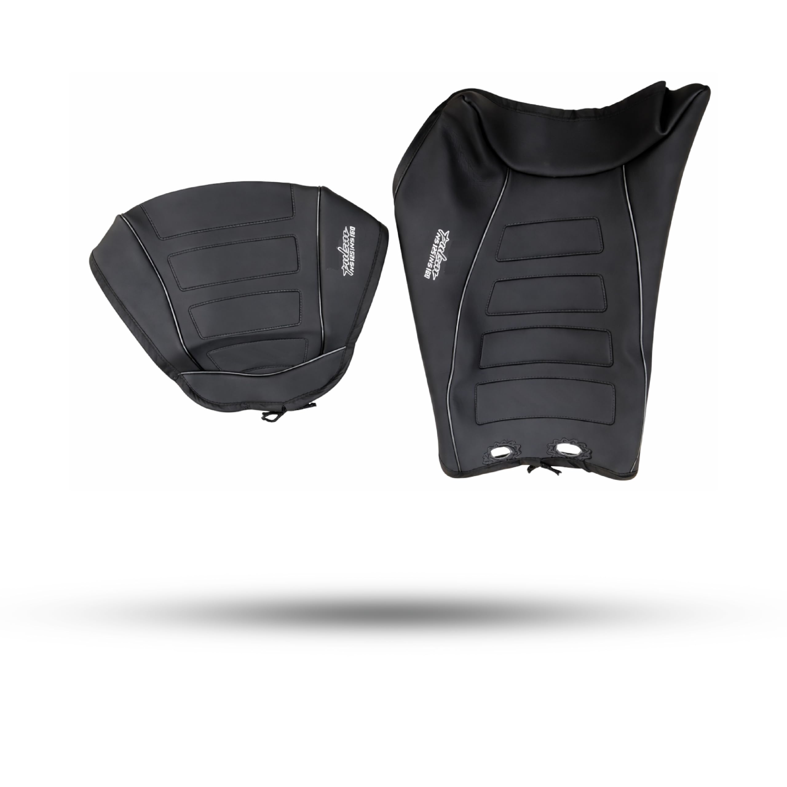R.J.VON  Prime Quality Lether Finish Seat Cover Black (Bajaj Pulsar NS160 BS6 (2 Pcs))