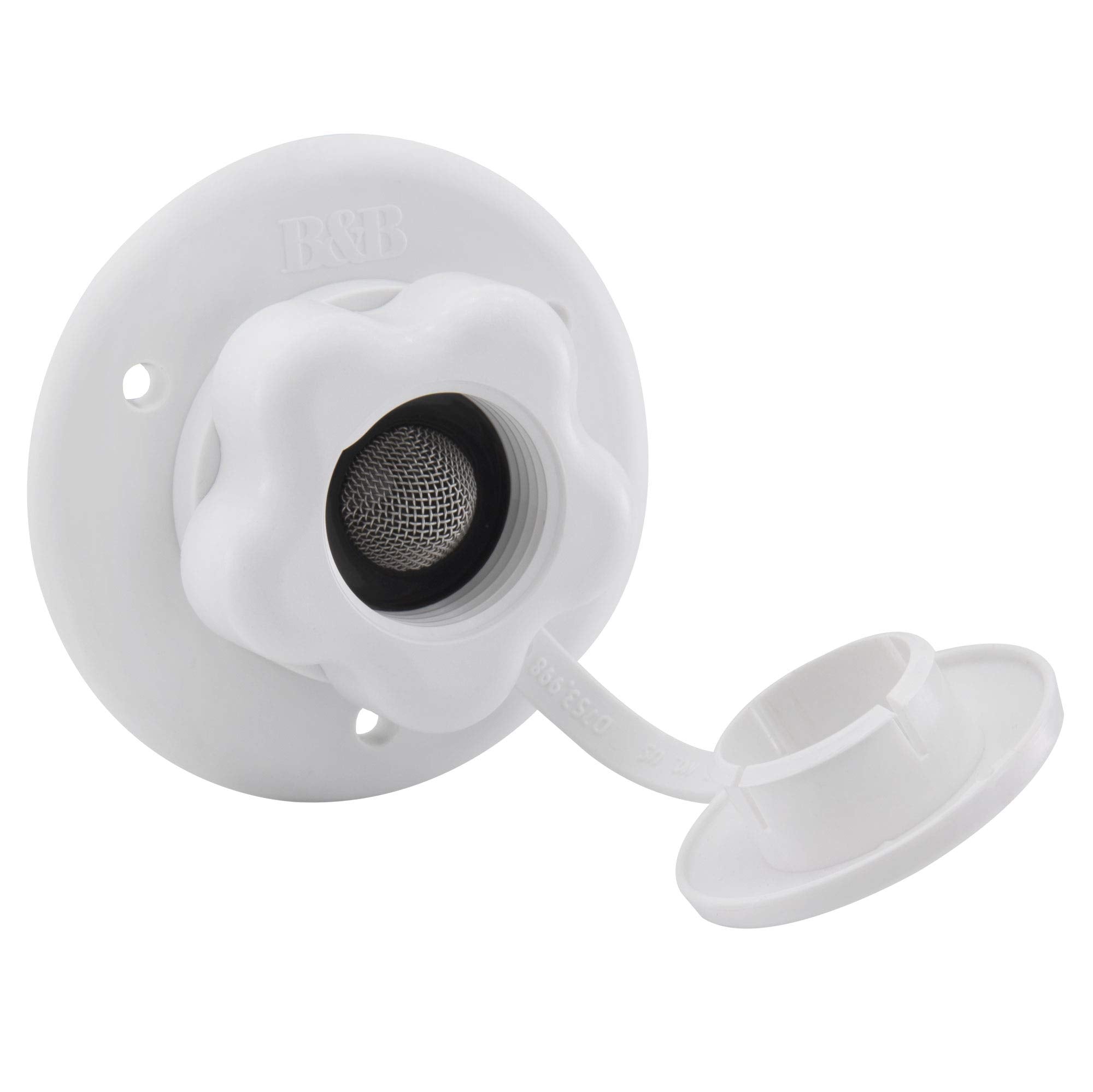 Recpro Rv City Water Fill Inlet | Plastic Flange With Check Valve | Camper | Trailer | Marine (White) | Made In Usa