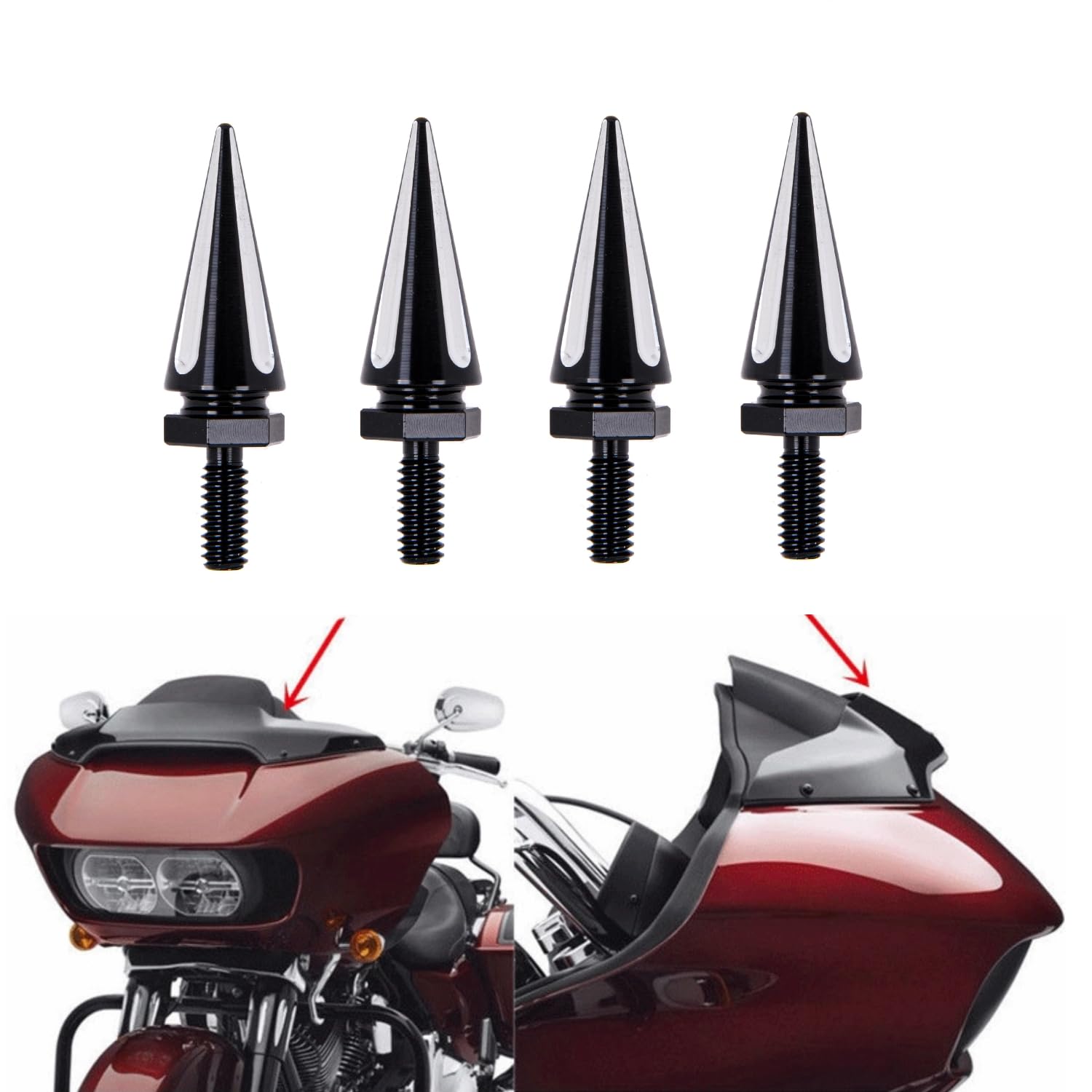 Windshield Screws Black Road Glide Windshield Spike Bolts Windscreen Screws Fit for Harley Touring Models Street Glide Windshiel