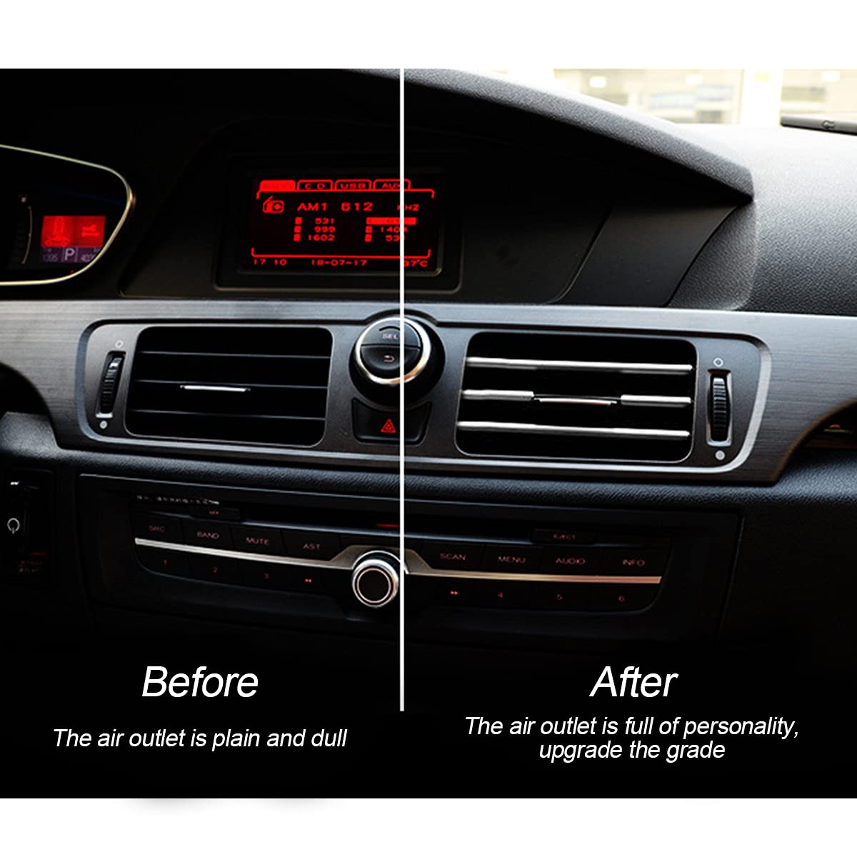 20 Pieces Car Air Conditioner Decoration Strip For Vent Outlet, Universal Waterproof Bendable Air Vent Outlet Trim Decoration, Suitable For Most Air Vent Outlet, Car Interior Accessories (Silver)