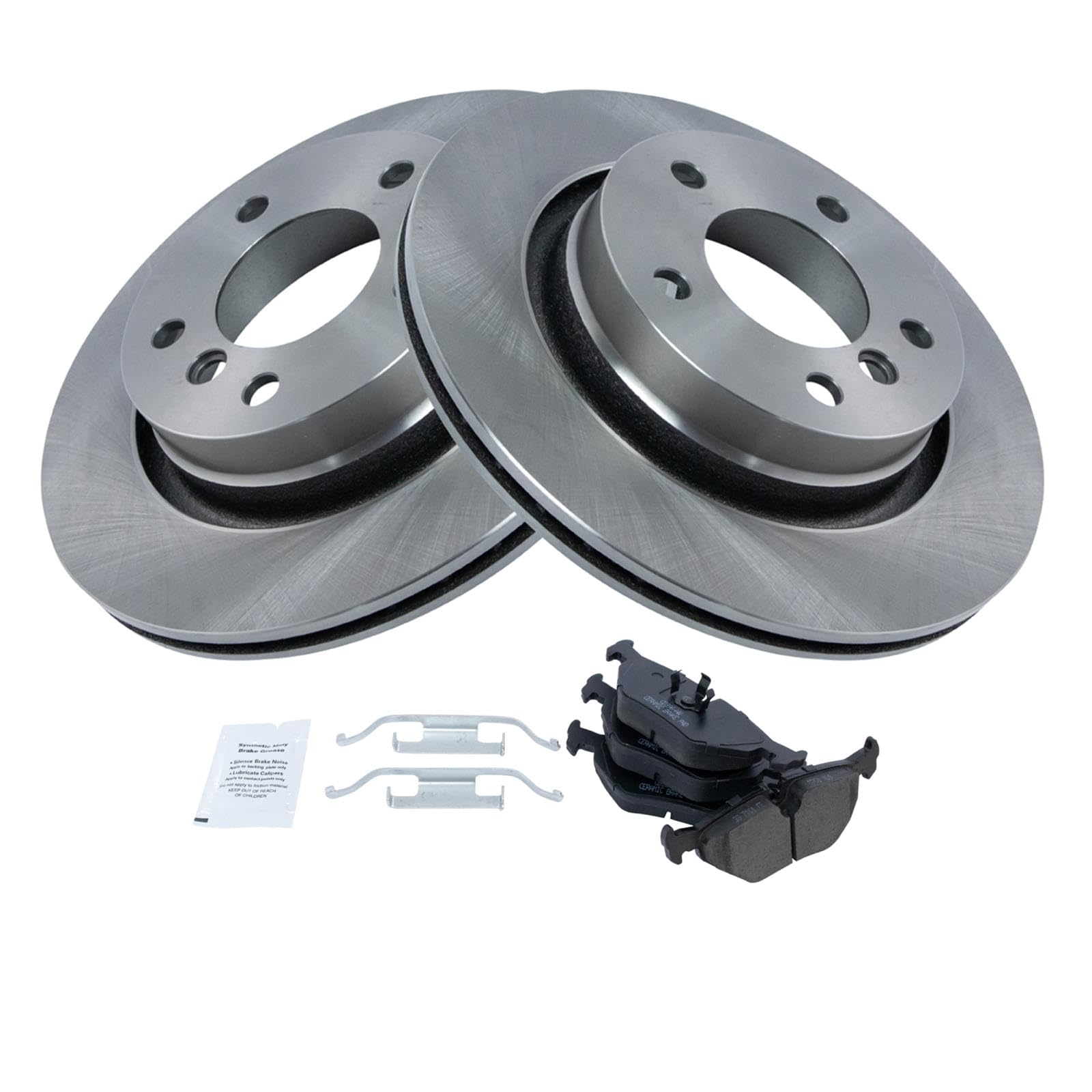 Trq Rear Brake Pad & Rotor Kit Brake Pads Brake Rotor Ceramic Compatible With 2000 Bmw 323Ci 323I 328Ci 1999-2000 328I