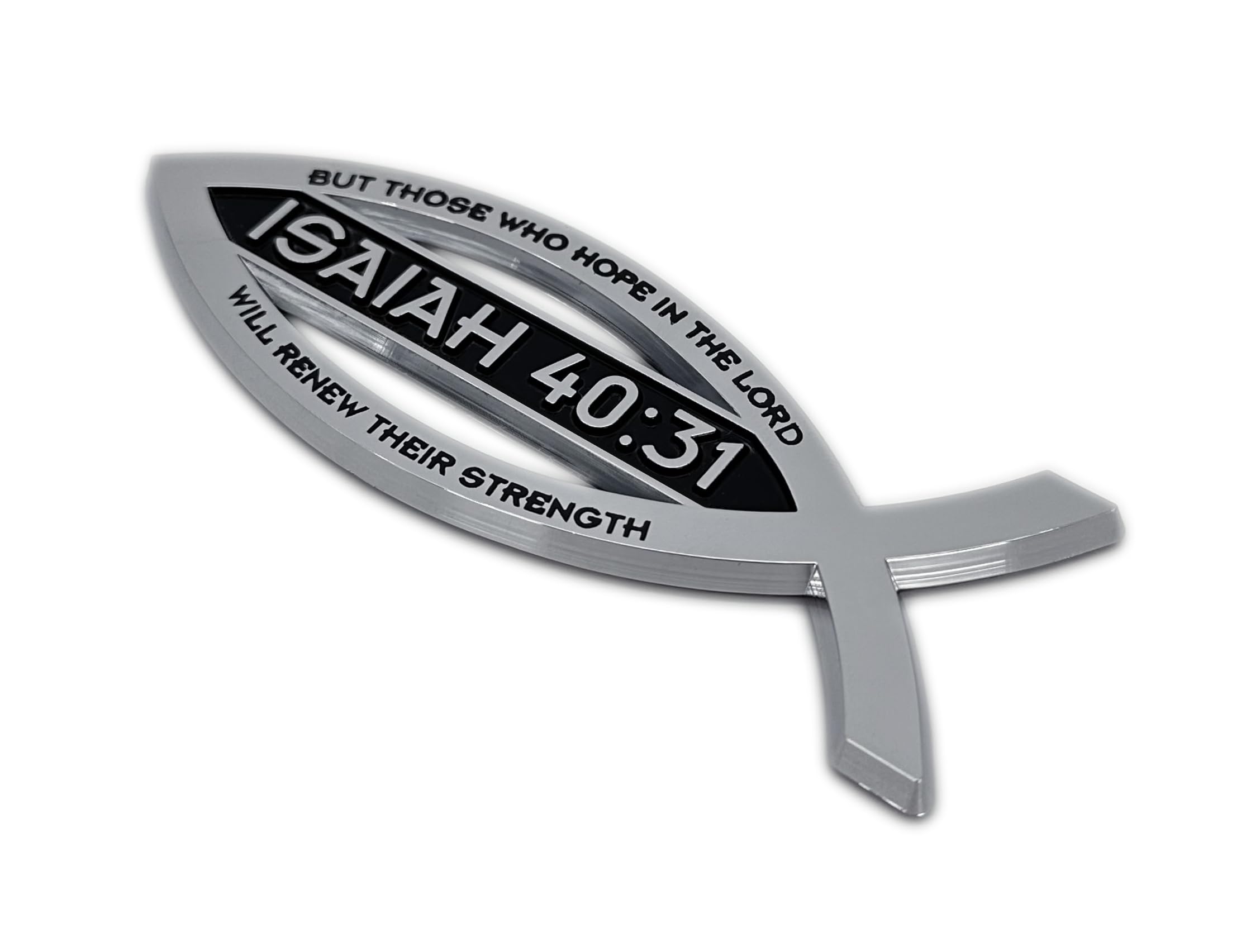 Christian Fish Isaiah 40:31 Verse Chrome Auto Emblem