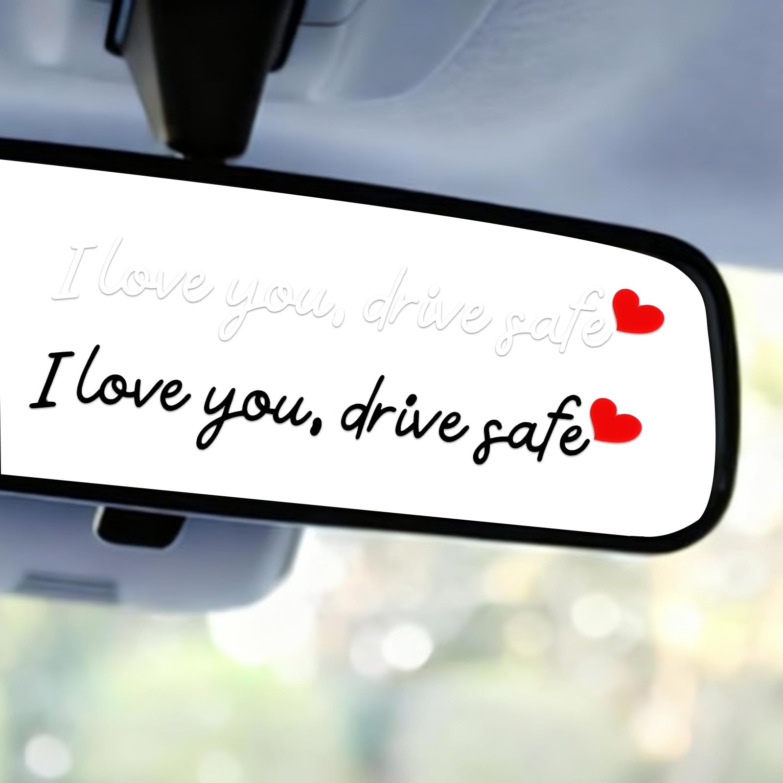 16pcs I Love You Drive Safe Mirror Sticker, Cute Car Rear View Labels Funny Safe Driving Decal Vinyl Rearview Mirror Window Deco