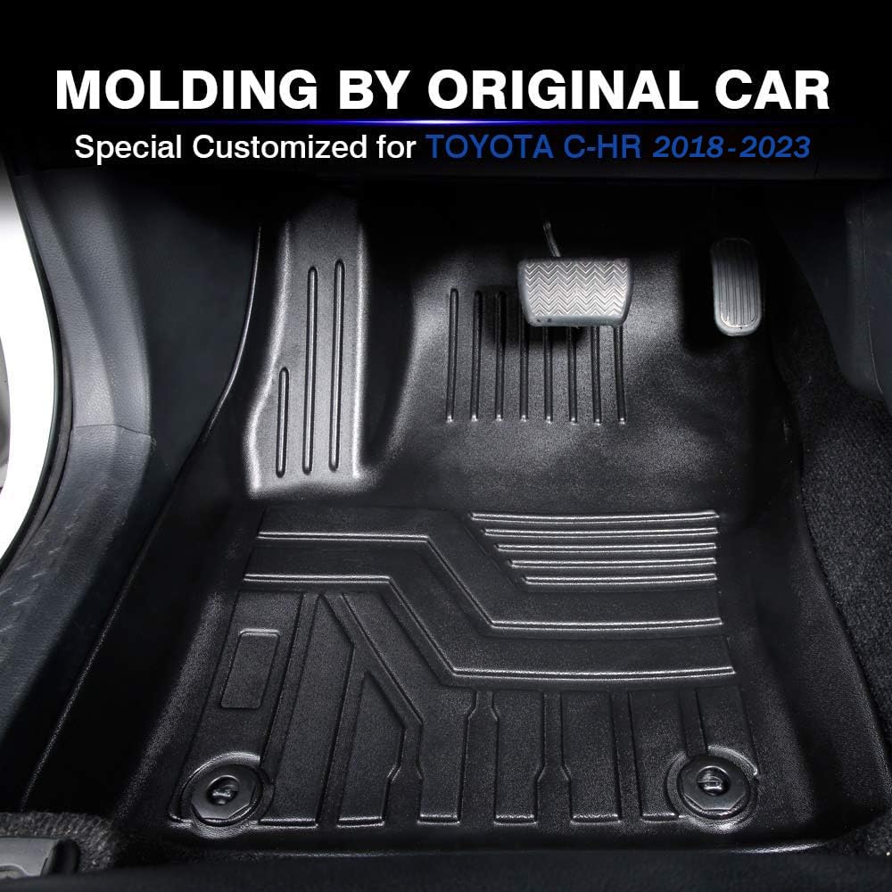 KUST Floor Mats for Toyota C-HR 2018-2023, Custom Fit CHR Toyota Accessories All Weather Floor Liners TPE 2 Row, Black