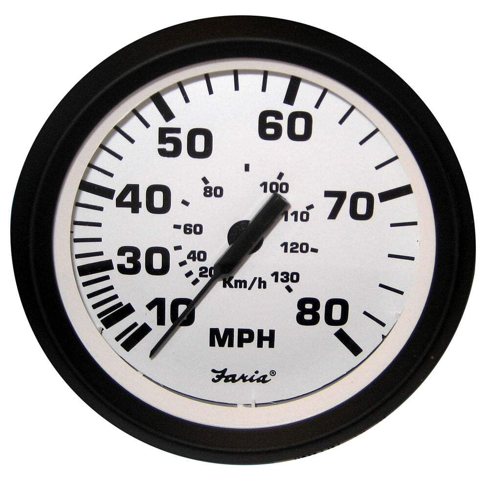 Faria Euro White 4" Speedometer - 80Mph (Pitot)
