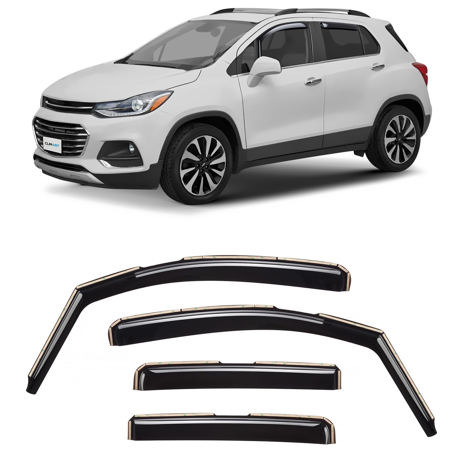 Clim Art In-Channel Incredibly Durable Rain Guards For Chevrolet (Chevy) Trax 2014-2022/Buick Encore 13-22, Original Window Defl