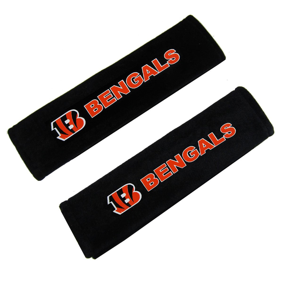 Fremont Die Nfl Cincinnati Bengals Seat Belt Pads, 10'' X 2.5'' (Pack Of 2), 10'' X 2.5'' (Pack Of 2), Black/Team Colors