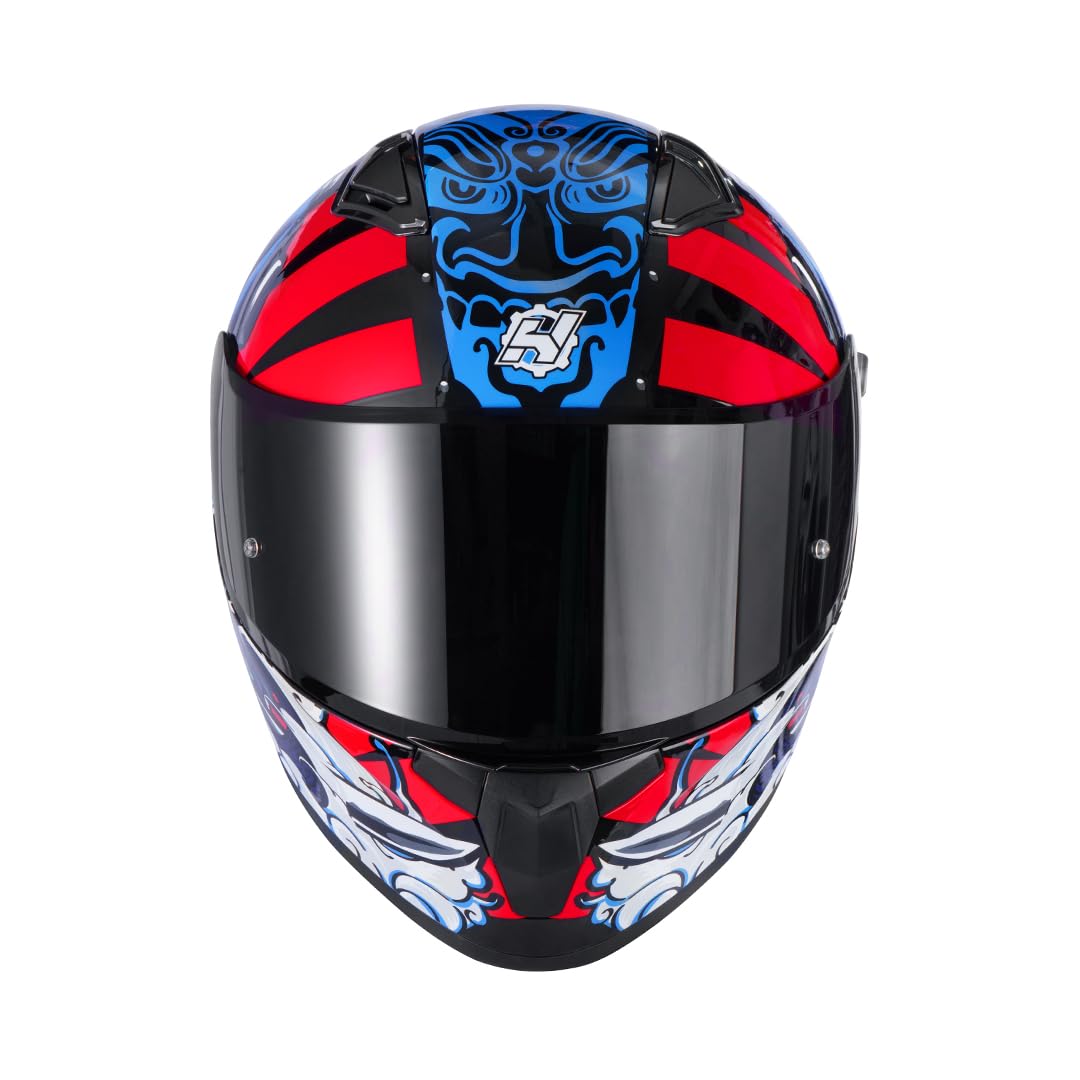 HAX Obsidian Full Face Dual Visor Adult Motorcycle Helmet for Motorbike Street Bike with Pinlock Ready DOT Approved Samurai Red