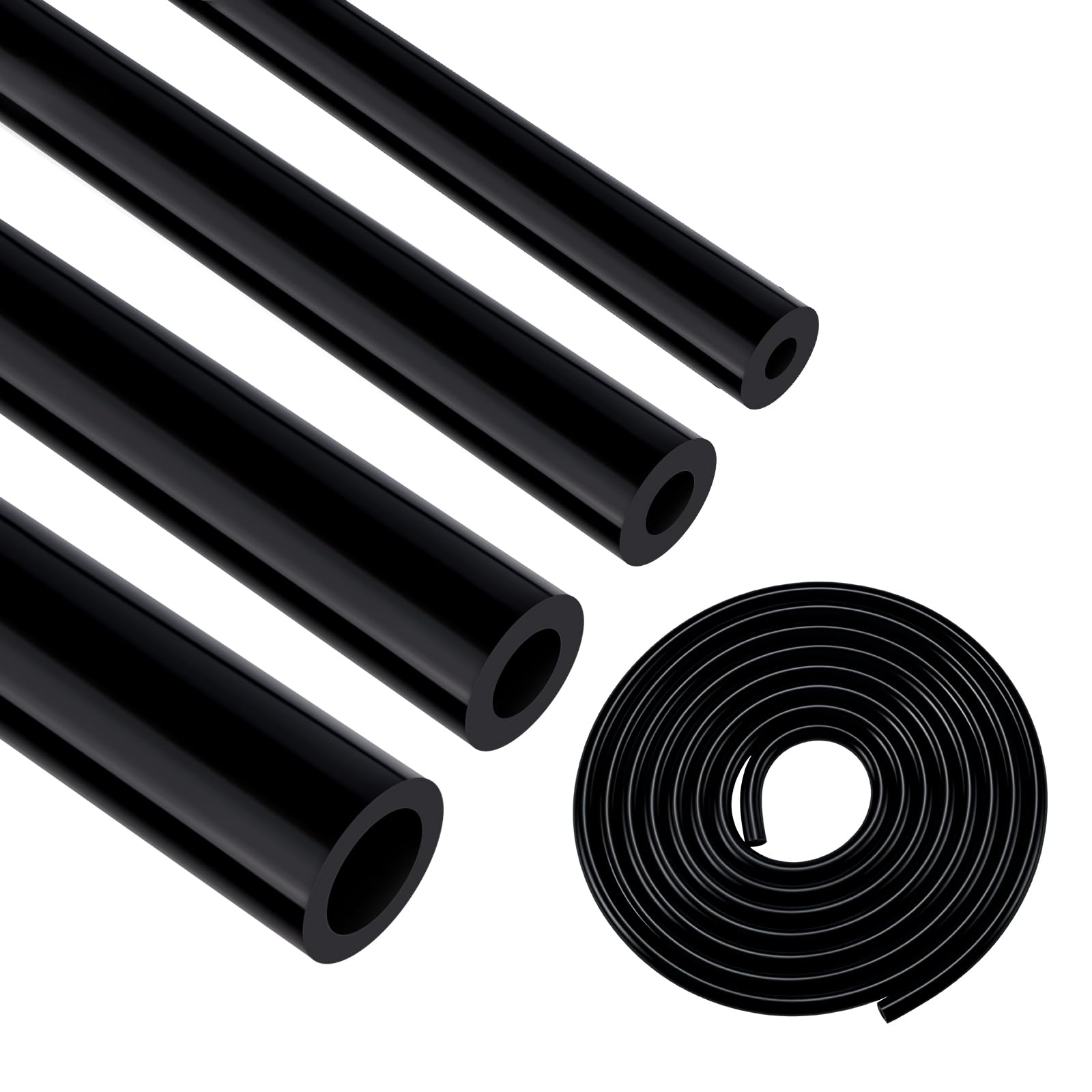 EVIL ENERGY 5/32 1/4 5/16 1/2 Silicone Vacuum Tubing Hose Line Kit 10FT 130PSI Max Pressure Black (4mm 6mm 8mm 12.7mm)