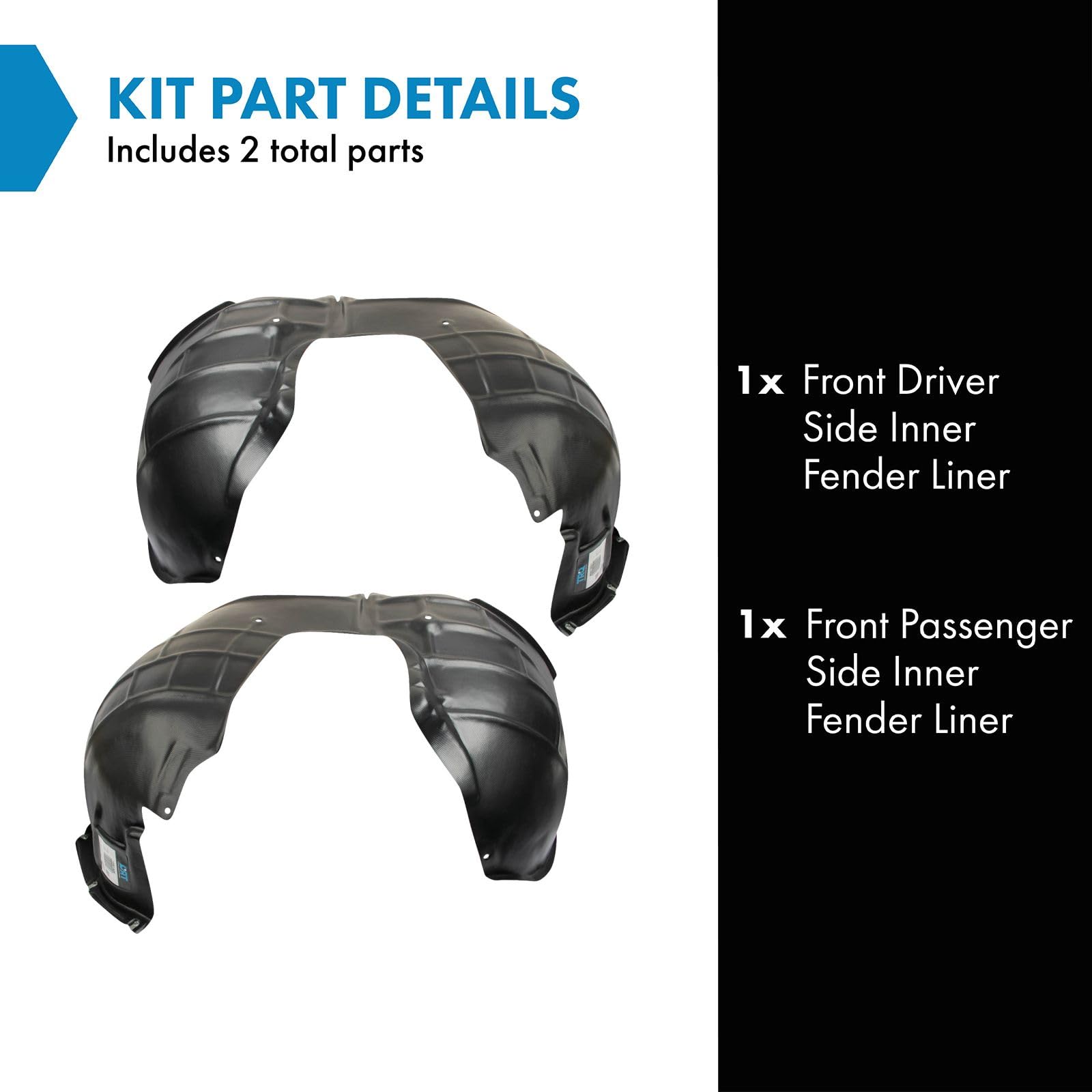 Trq Front Inner Fender Liner Set Compatible With 2018-2022 Chevrolet Equinox Gm1248261 Gm1248278 Gm1249261 Gm1249278