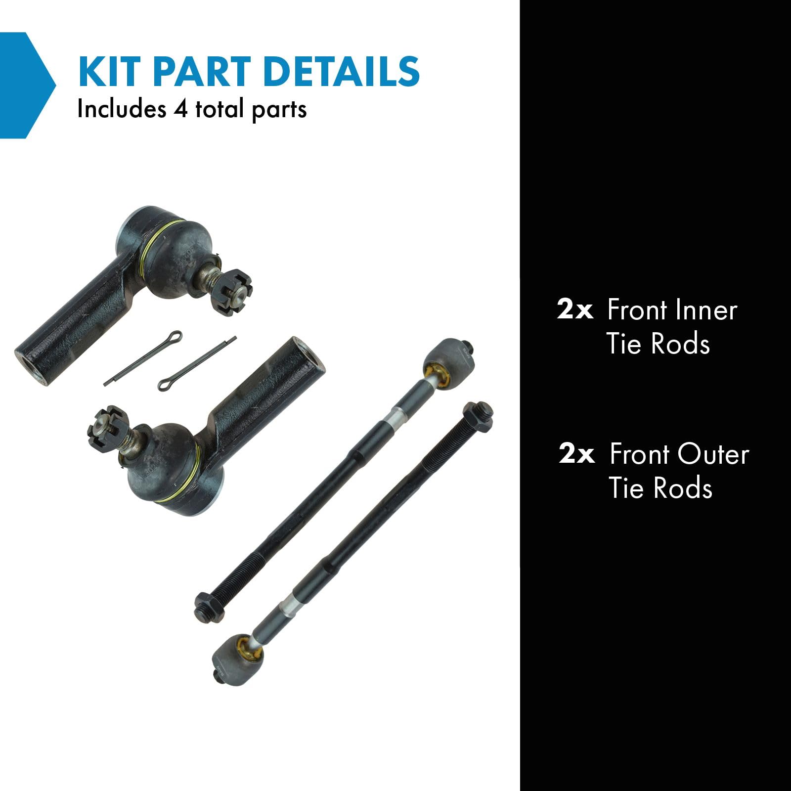 Trq Front Tie Rod Set Compatible With 2007-2013 Suzuki Sx4