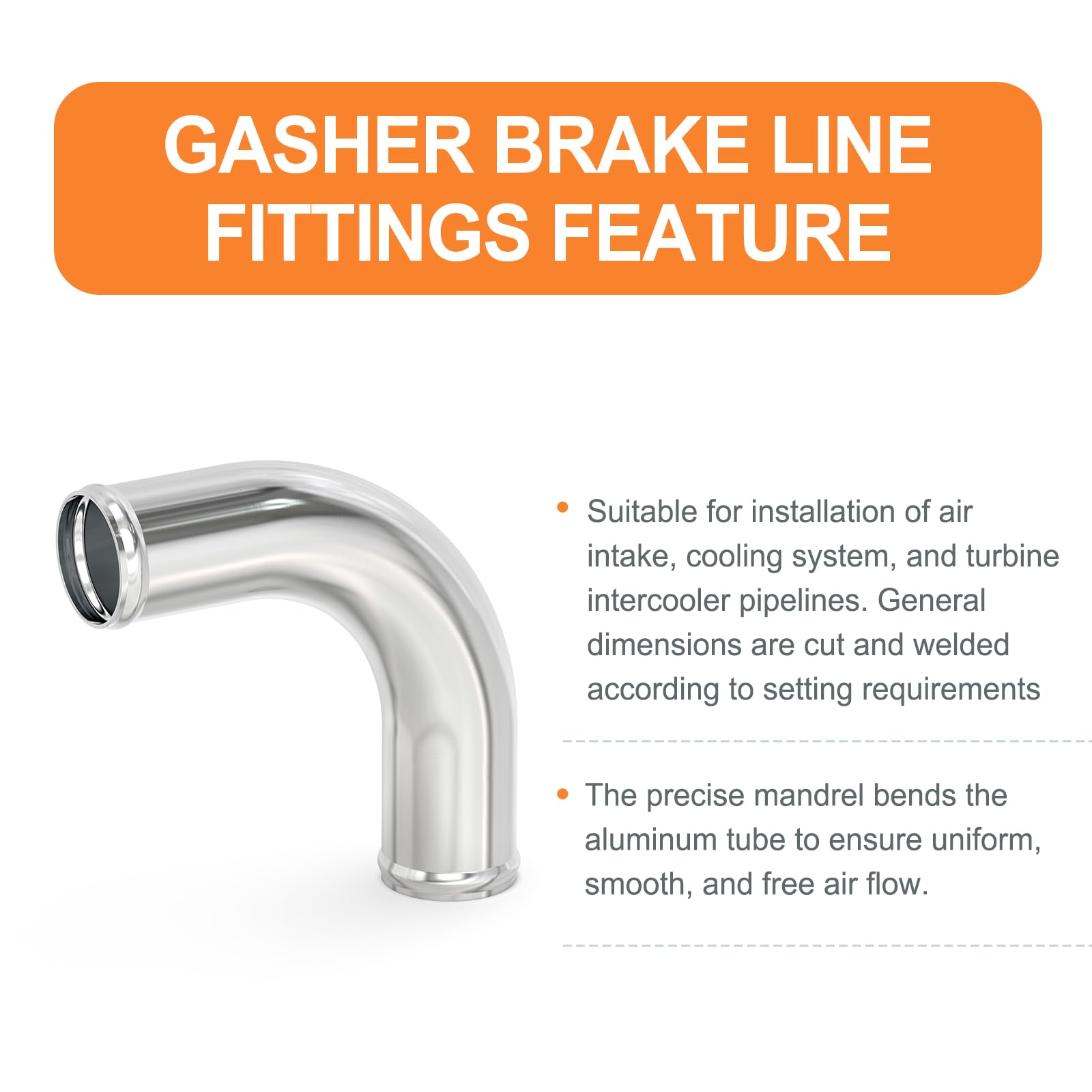 Gasher 1Pcs 90 Degree Elbow Aluminum Alloy Tube 3''Od, Leg Length 4'' (100Mm) With Bead Roll, Intercooler Pipe For Intake And Co