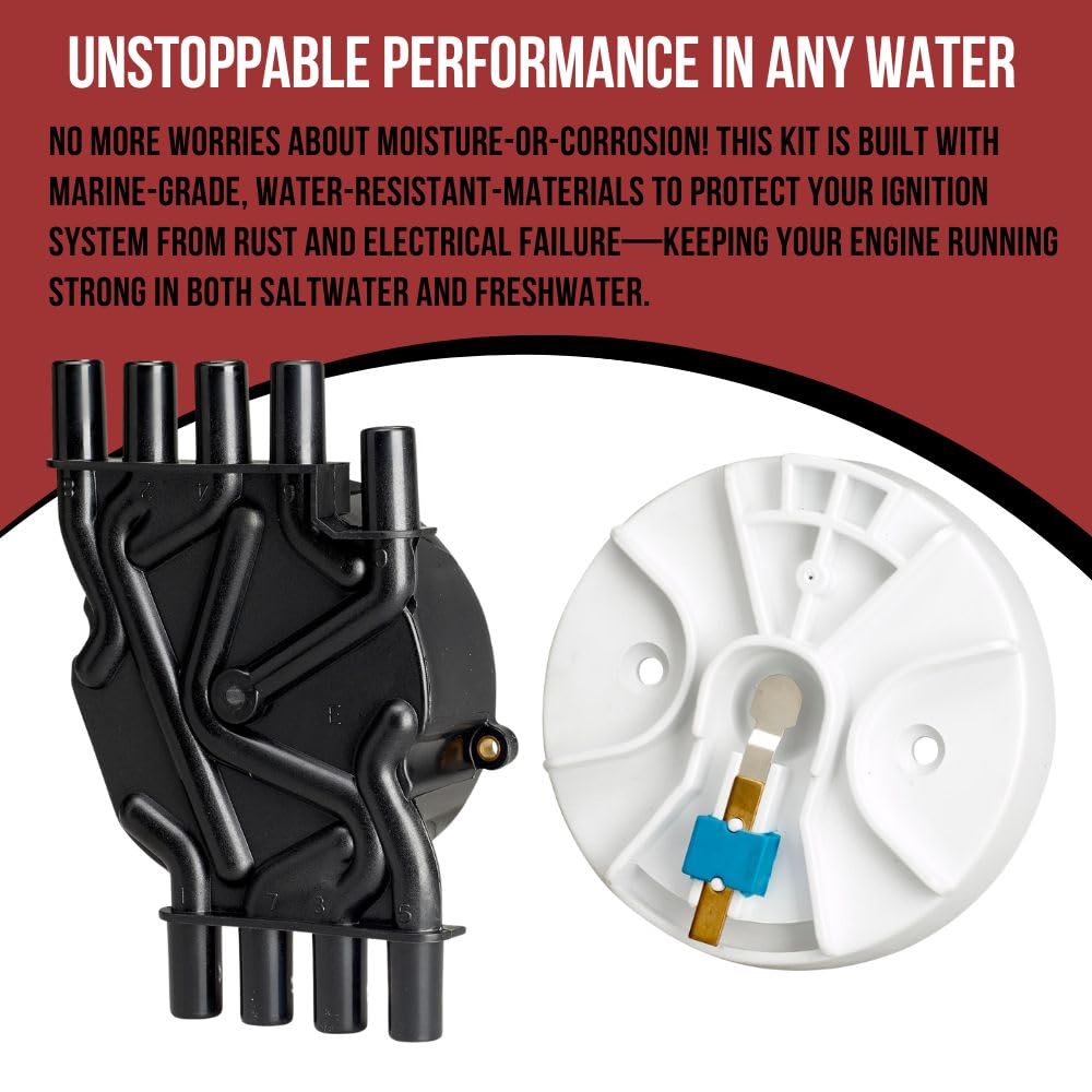 RPS Distributor Cap, Rotor & Spark Plug Wires Tune-Up Kit for Mercruiser 5.0/5.7 MPI MAG & Volvo Penta 5.0/5.7