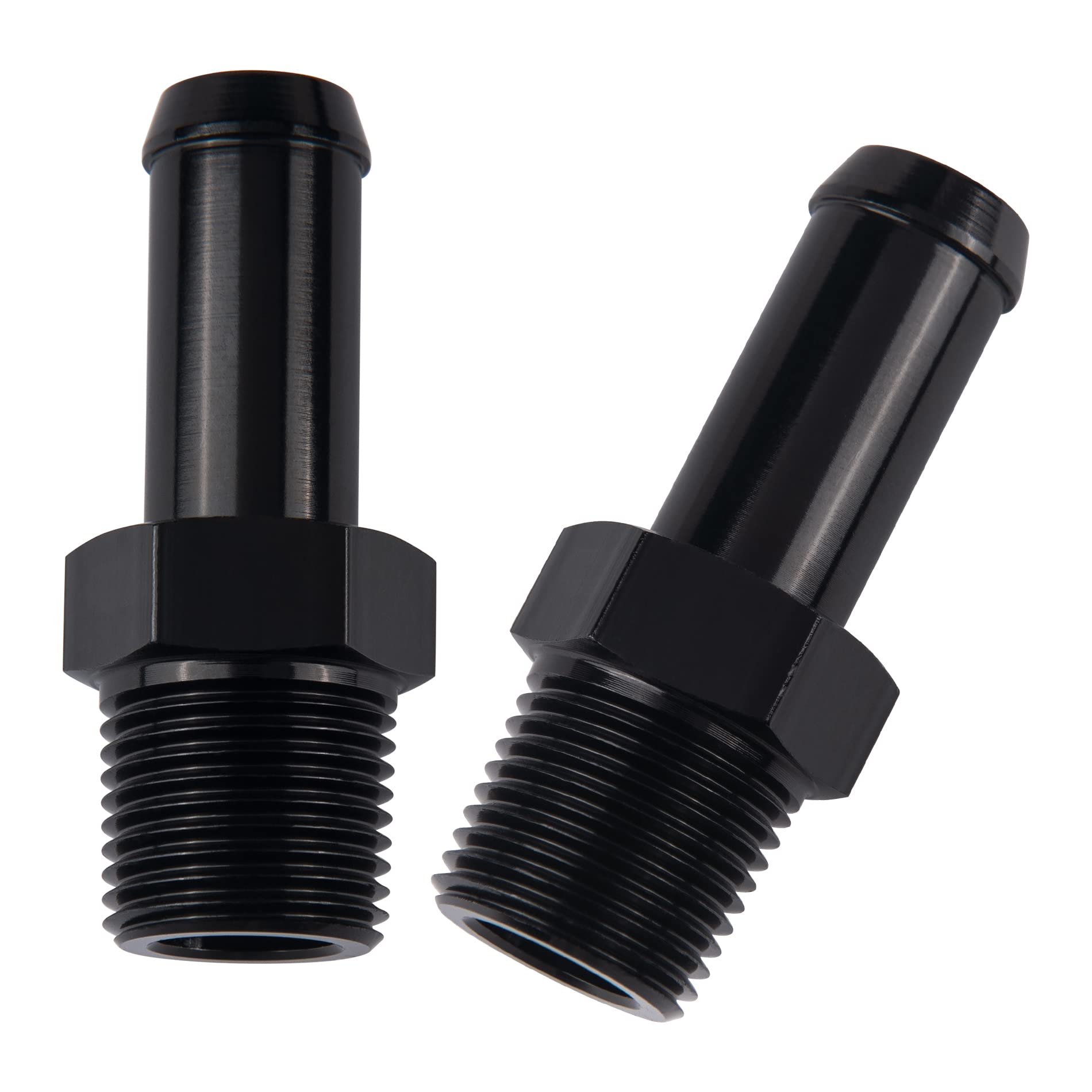 EVIL ENERGY 3/8  NPT Male to 1/2  Barb Fitting Adapter Straight Aluminum Black 2PCS