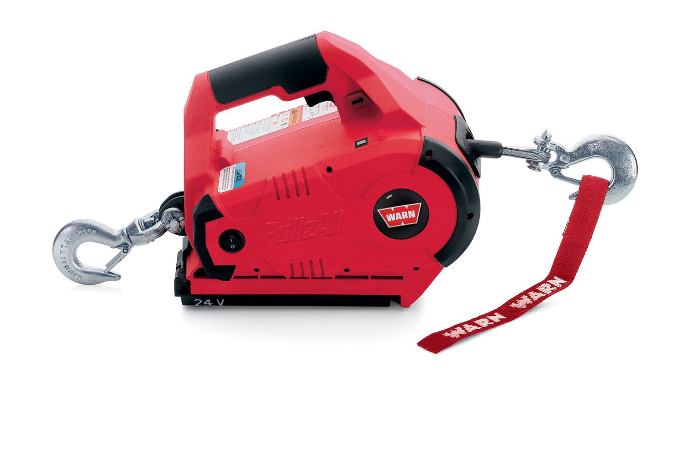 WARN 885005 PullzAll Cordless 24V DC Portable Electric Winch with Steel Cable and 2 Rechargeable Battery Packs: 1/2 Ton (1,000 l