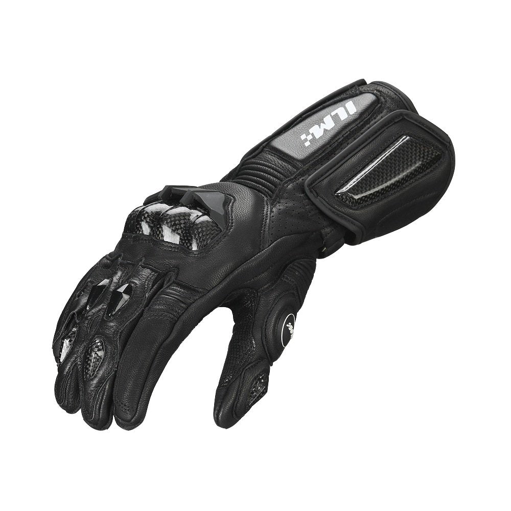 Ilm Air Flow Leather Motorcycle Gloves For Men And Women Model-Grc01L (L, Black-Long)