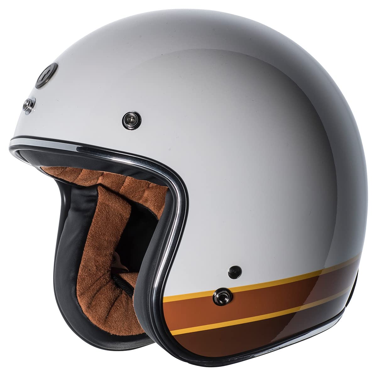 Torc Unisex-Adult Open-Face-Helmet-Style T-50 3/4 Retro Motorcycle Helmet With Graphic Iso Bars (Gloss White,Xx-Large),1 Pack