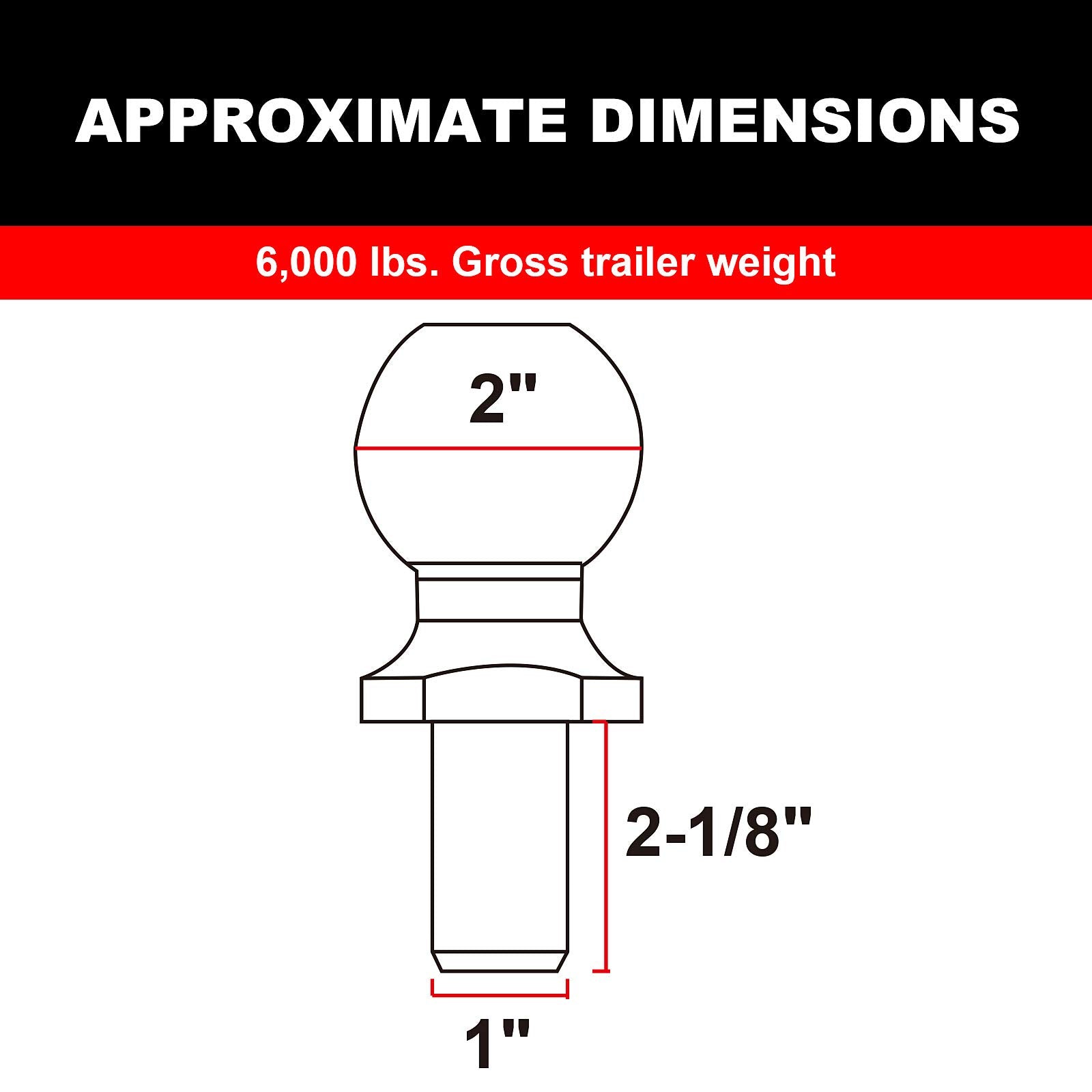 Big Red Atrly2002R Torin 2 Diameter Trailer Hitch Ball: 3 Ton (6,000 Lb) Capacity