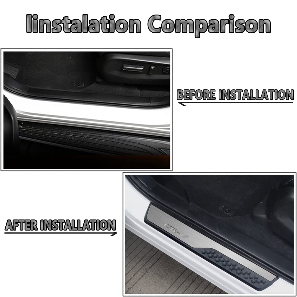 Cebat 4Pcs Stainless Steel Car Door Sill Scuff Plate Guard Sills For Crv 2017-2023 Automotive Door Entry Guard Protector Trim