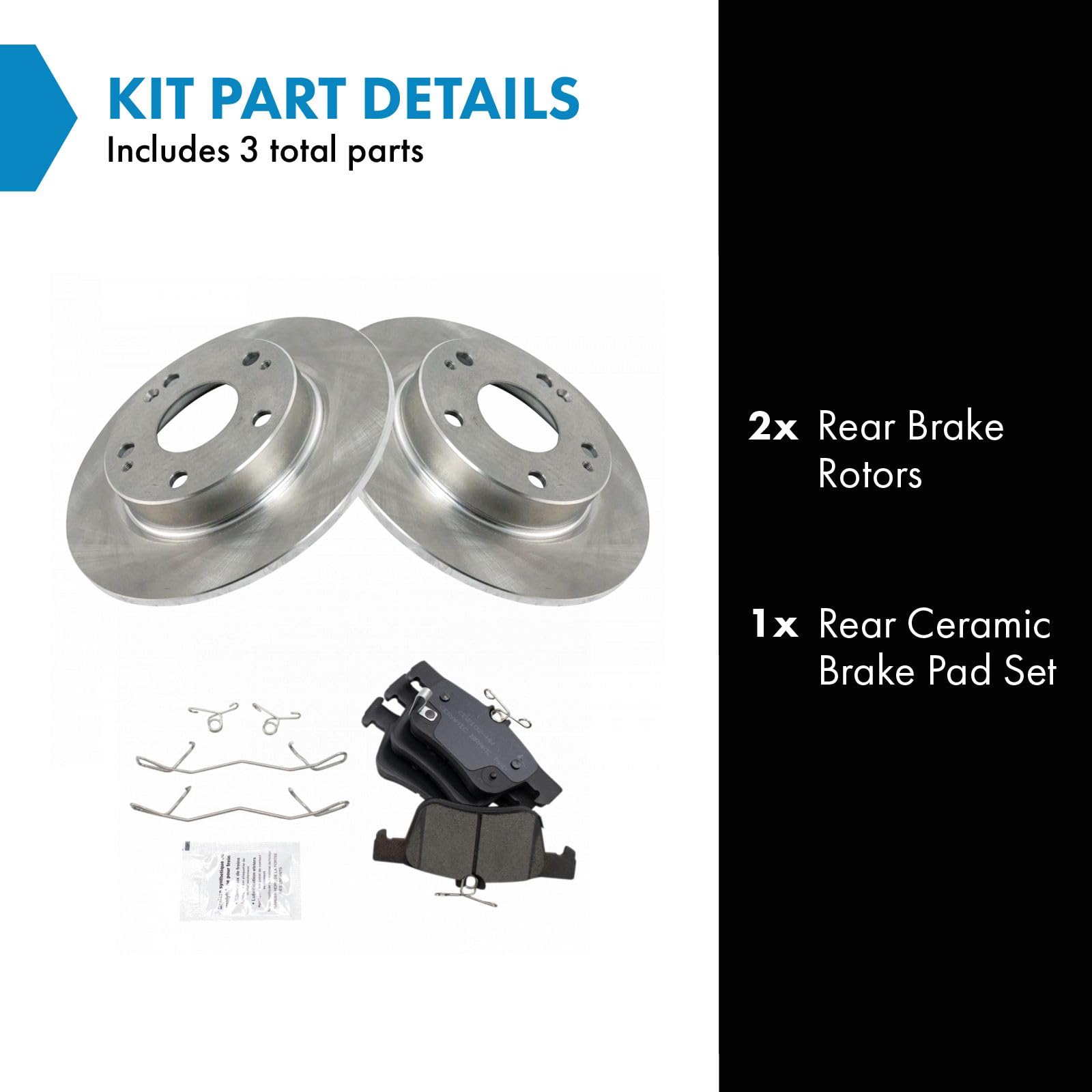 Trq Rear Brake Pad & Rotor Kit Brake Pads Brake Rotor Ceramic Solid Compatible With 2020-2021 Honda Civic 2019-2021 Insight