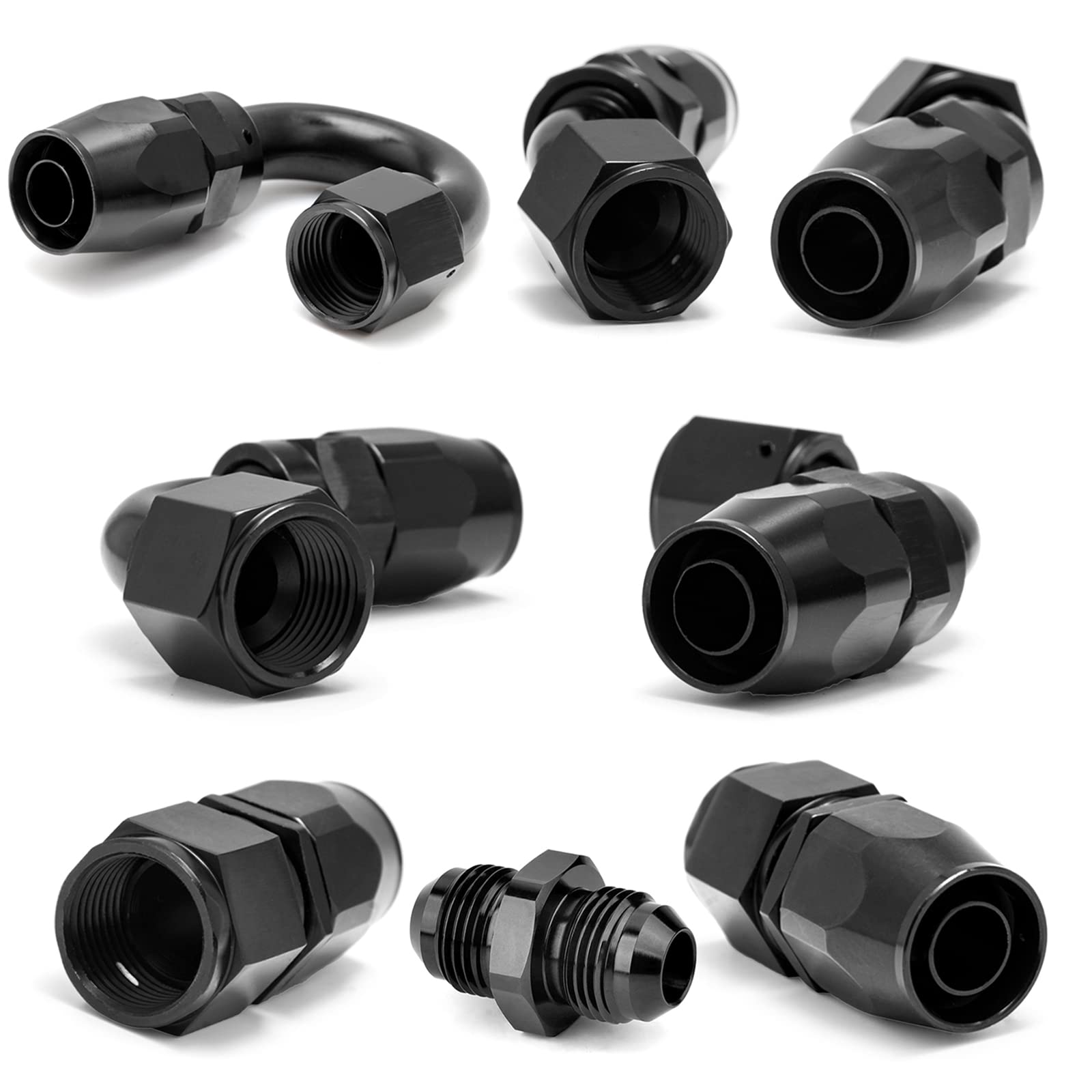 6An Swivel Fuel Hose End Fitting Straight 45 Degree 90 Degree 180 Degree 6An Hose Separator Clamp 6An To 6An Male Coupler Adapte