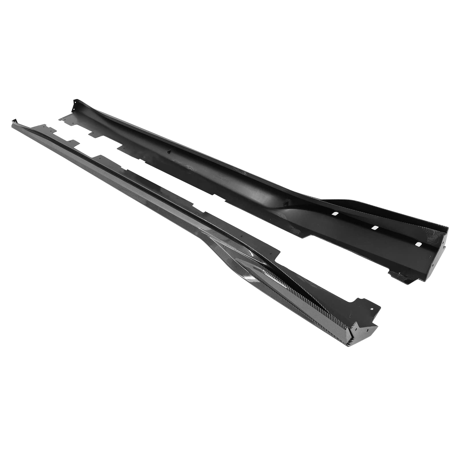IKON MOTORSPORTS, Side Skirts Compatible with 2016-2024 Chevy Camaro, Rocker Style Gloss Black PP Side Skirt Moulding Rocker Pan